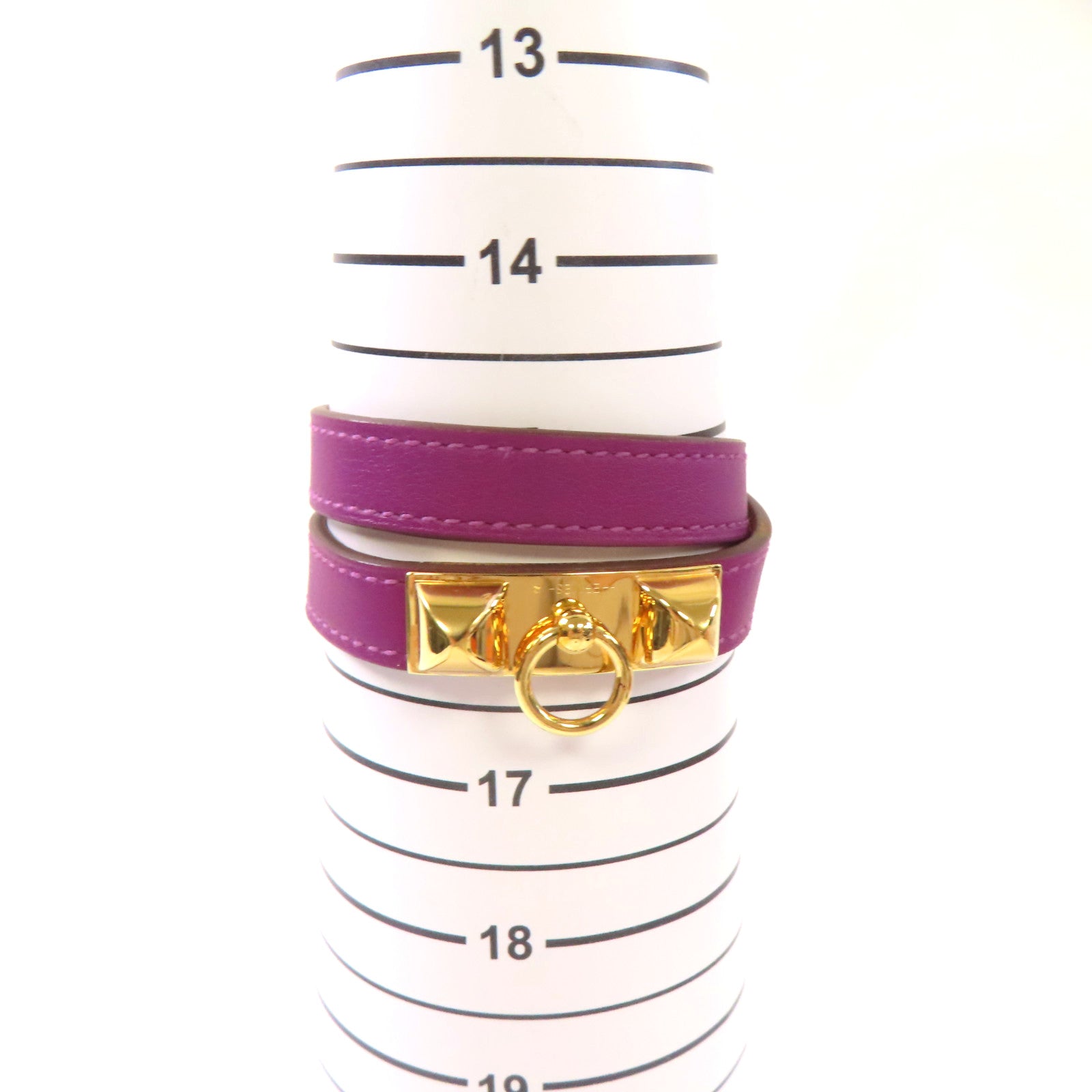 HERMES 【激減優惠】Swift皮革Rivale Double Tour S Bracelet金扣手鏈紫色/金色