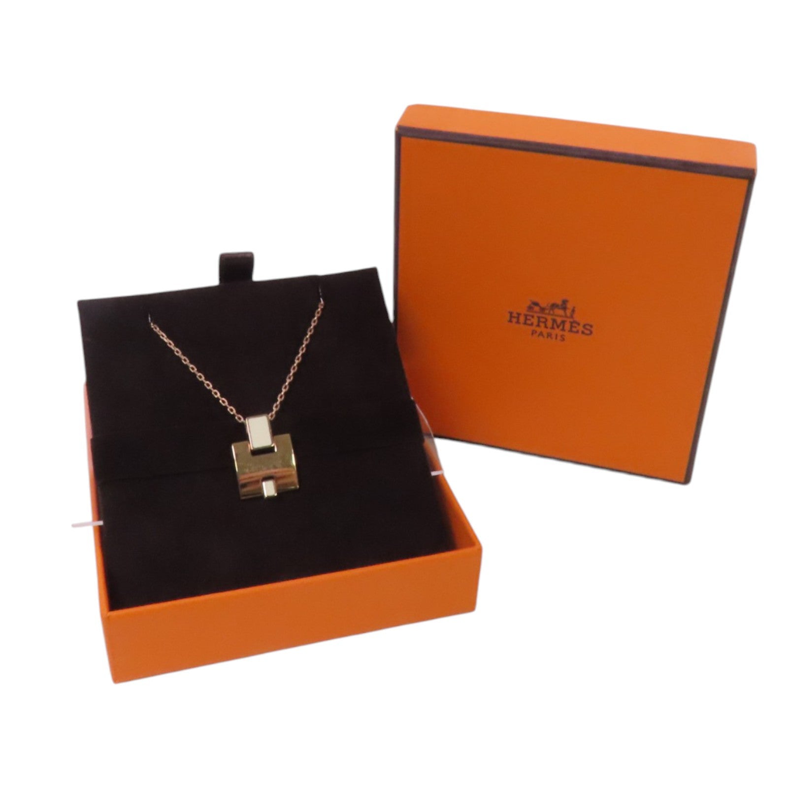 HERMES 金屬/琺瑯Irene Necklace金扣項鏈