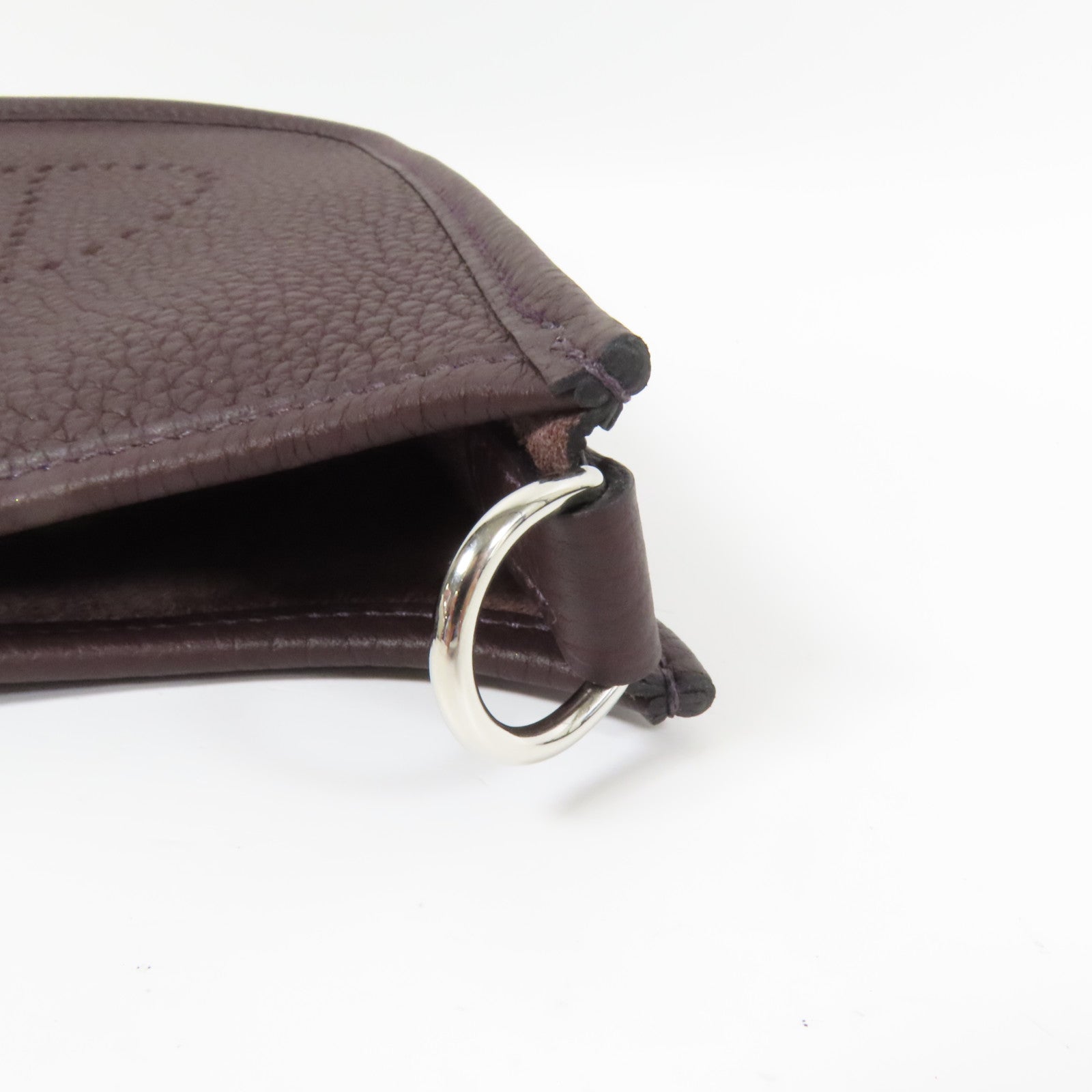 HERMES Clemence皮革Evelyne TPM銀扣肩背袋Rouge Sellier