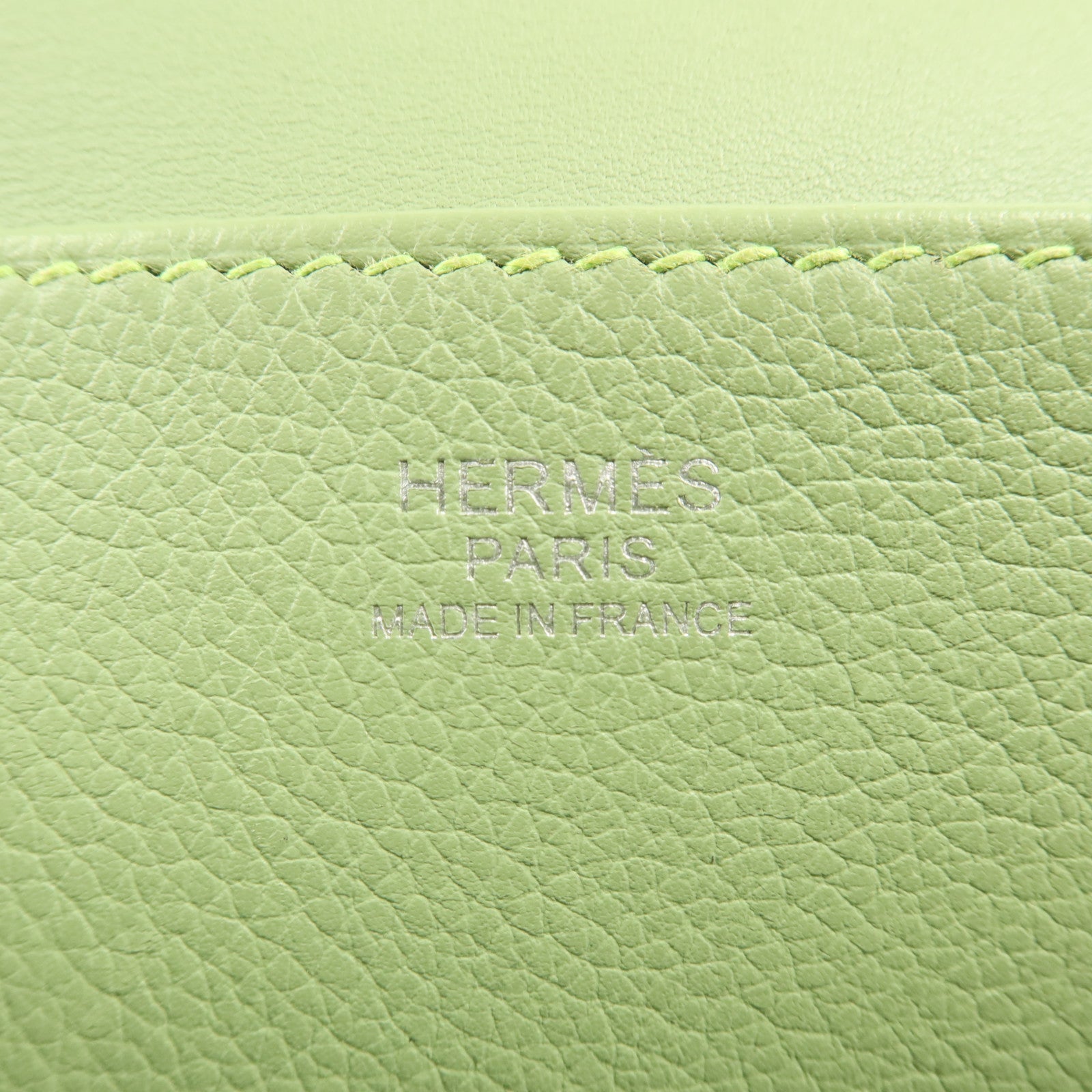 HERMES Evercolor皮革Halzan 25銀扣手挽肩背兩用袋Vert Criquet