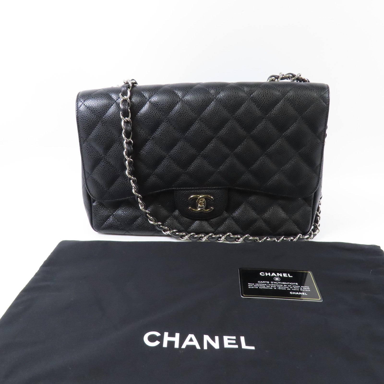 CHANEL 牛皮皮革Large Classic金扣鏈帶肩背袋