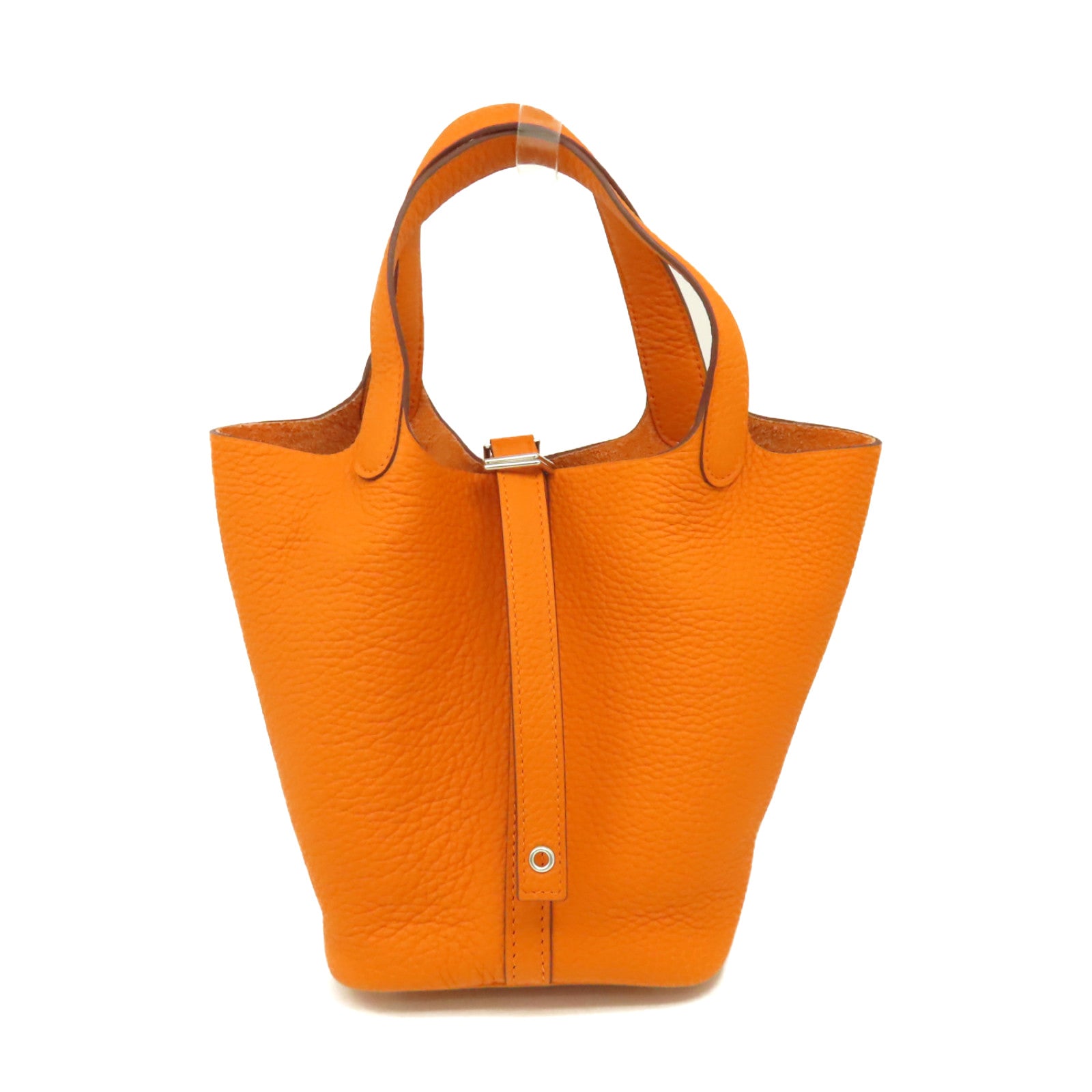 HERMES 【清倉大減價】Clemence皮革Picotin PM Tote Bag銀扣手挽袋橙色