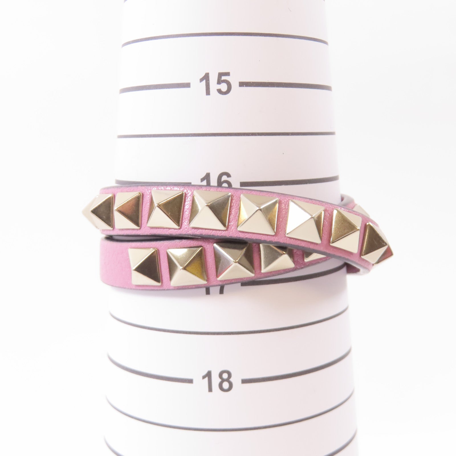 Valentino 皮革Bracelet金扣手鐲粉紅色