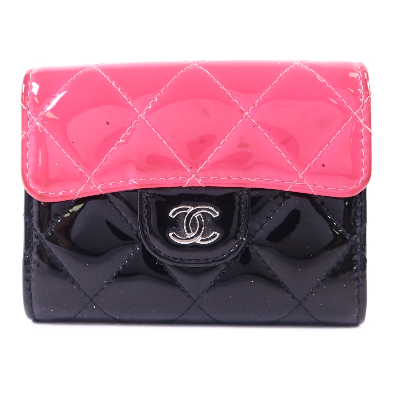 CHANEL 漆皮皮革Card Case銀扣卡片套