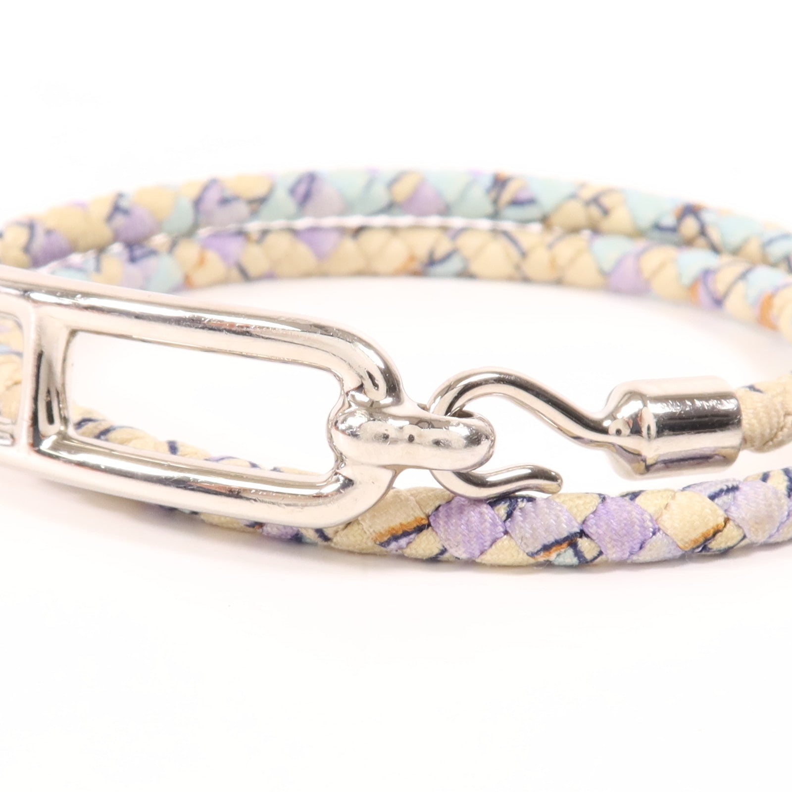 HERMES 金屬Roulis Double Tour絲綢手鏈