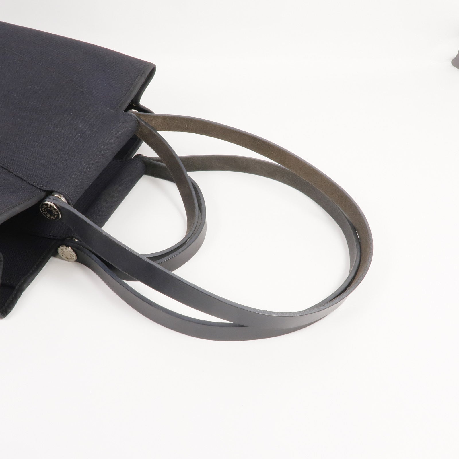 HERMES 帆布Cabag Pm銀扣手挽肩背兩用袋Noir