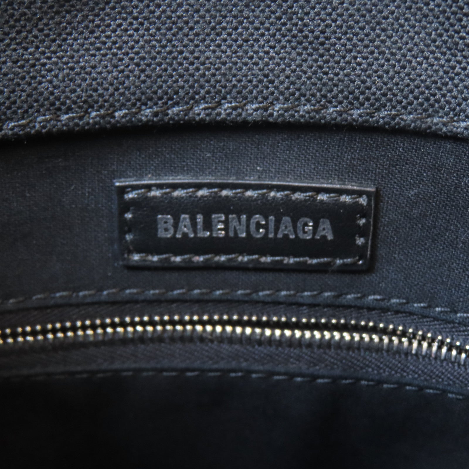 BALENCIAGA 帆布Wave Tote XS銀扣手挽肩背兩用袋黑色