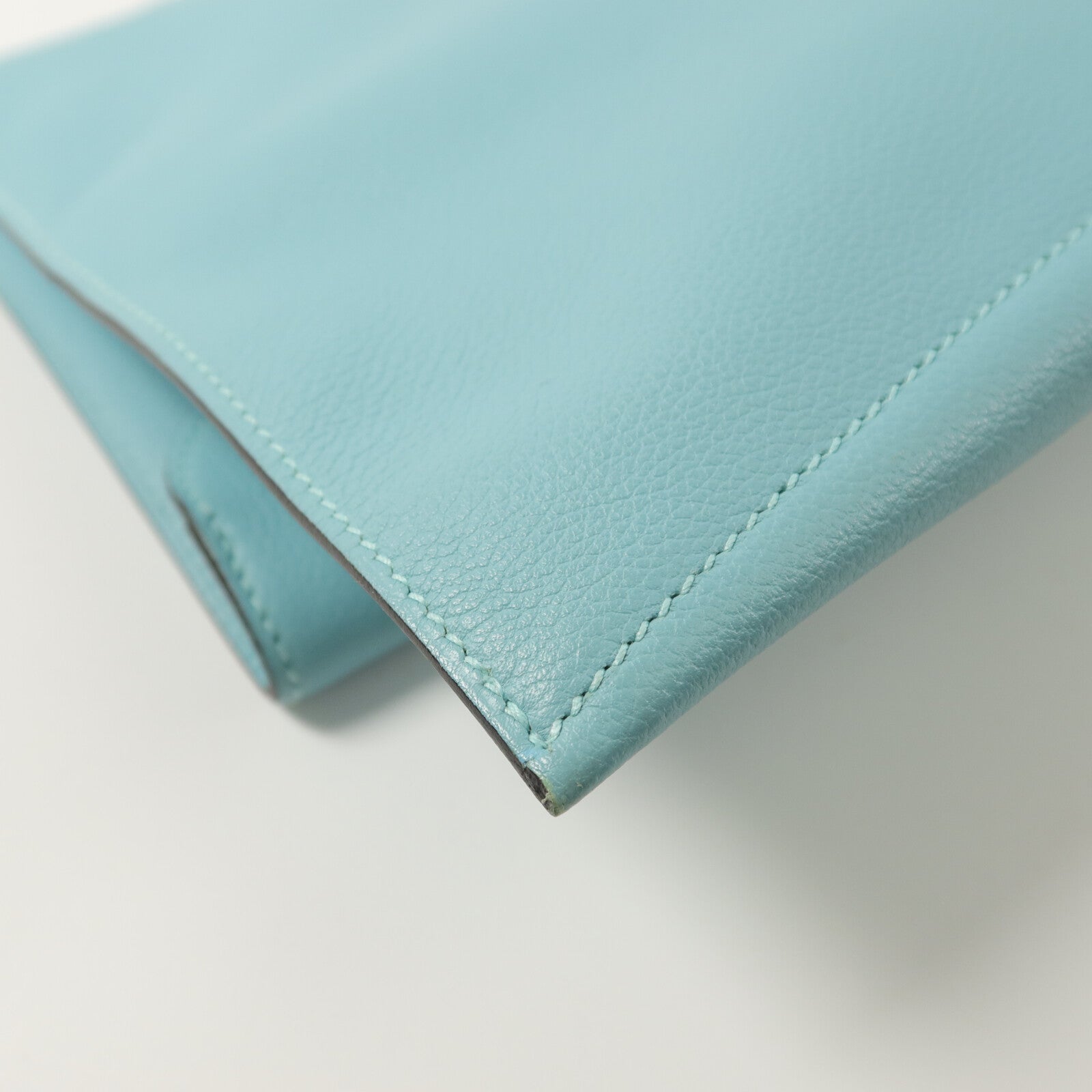 HERMES Evercolor皮革Pliplat Clutch手拿包Blue Atoll