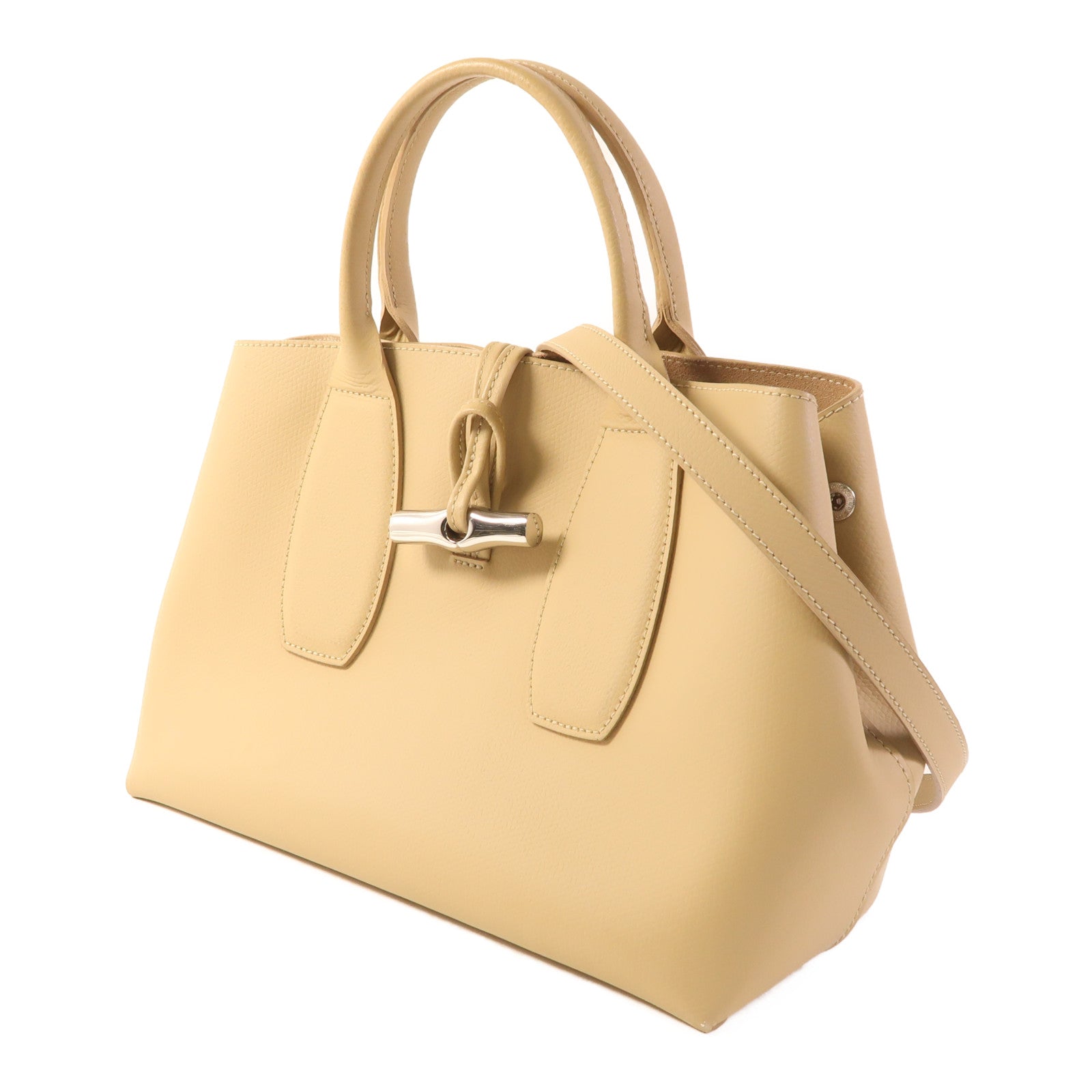 Longchamp 牛皮皮革2 Way Shoulder銀扣手挽肩背兩用袋