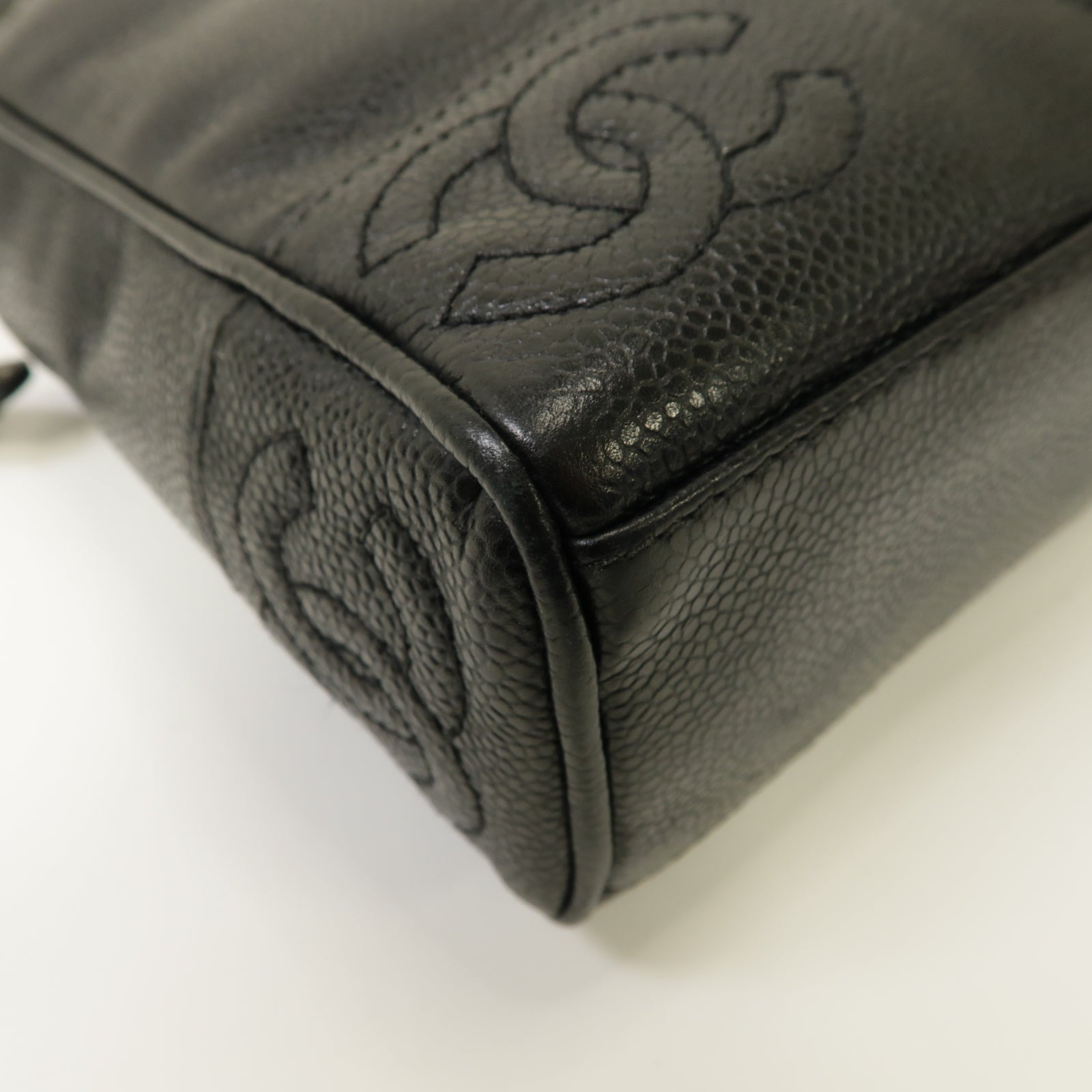 CHANEL 牛皮皮革Shoulder Bag銀扣肩背袋黒色
