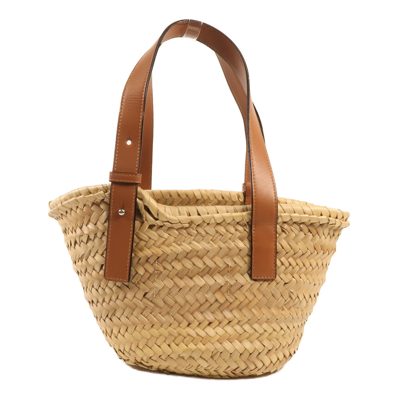 LOEWE 牛皮皮革/酒椰Studio Ghibli Dust Bunnies Small Basket銀扣手挽袋