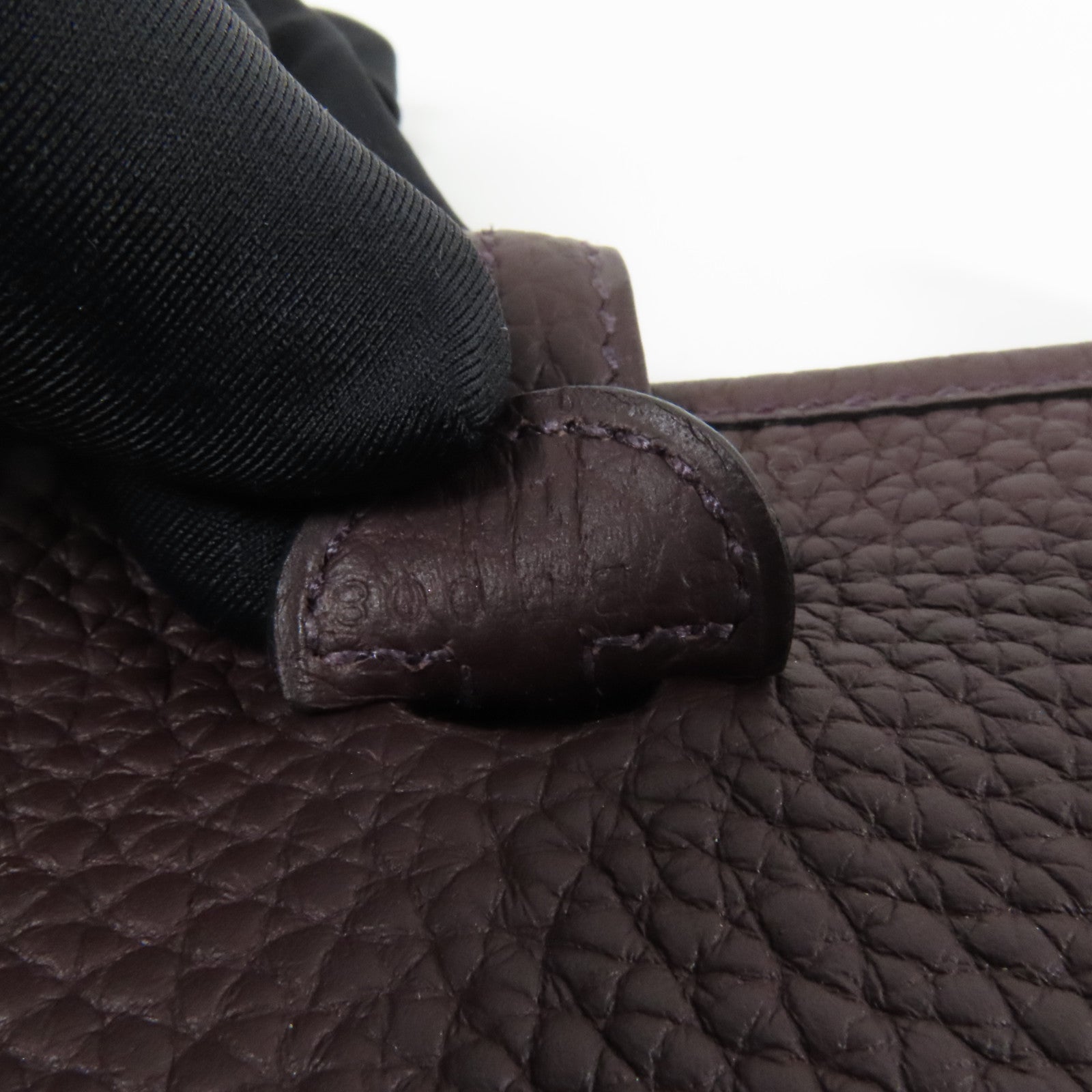 HERMES Clemence皮革Evelyne TPM銀扣肩背袋Rouge Sellier