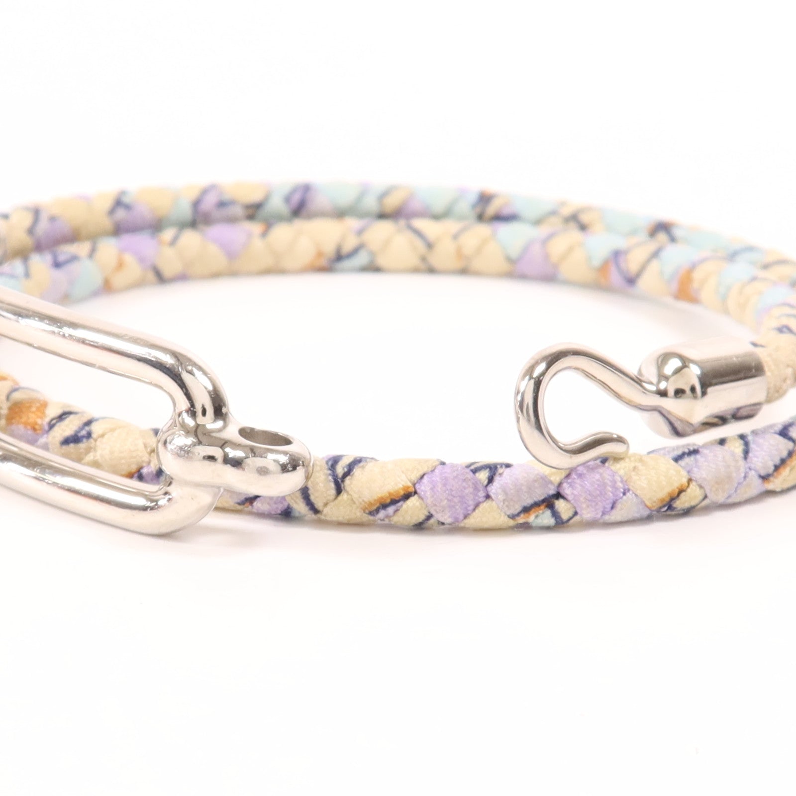 HERMES 金屬Roulis Double Tour絲綢手鏈