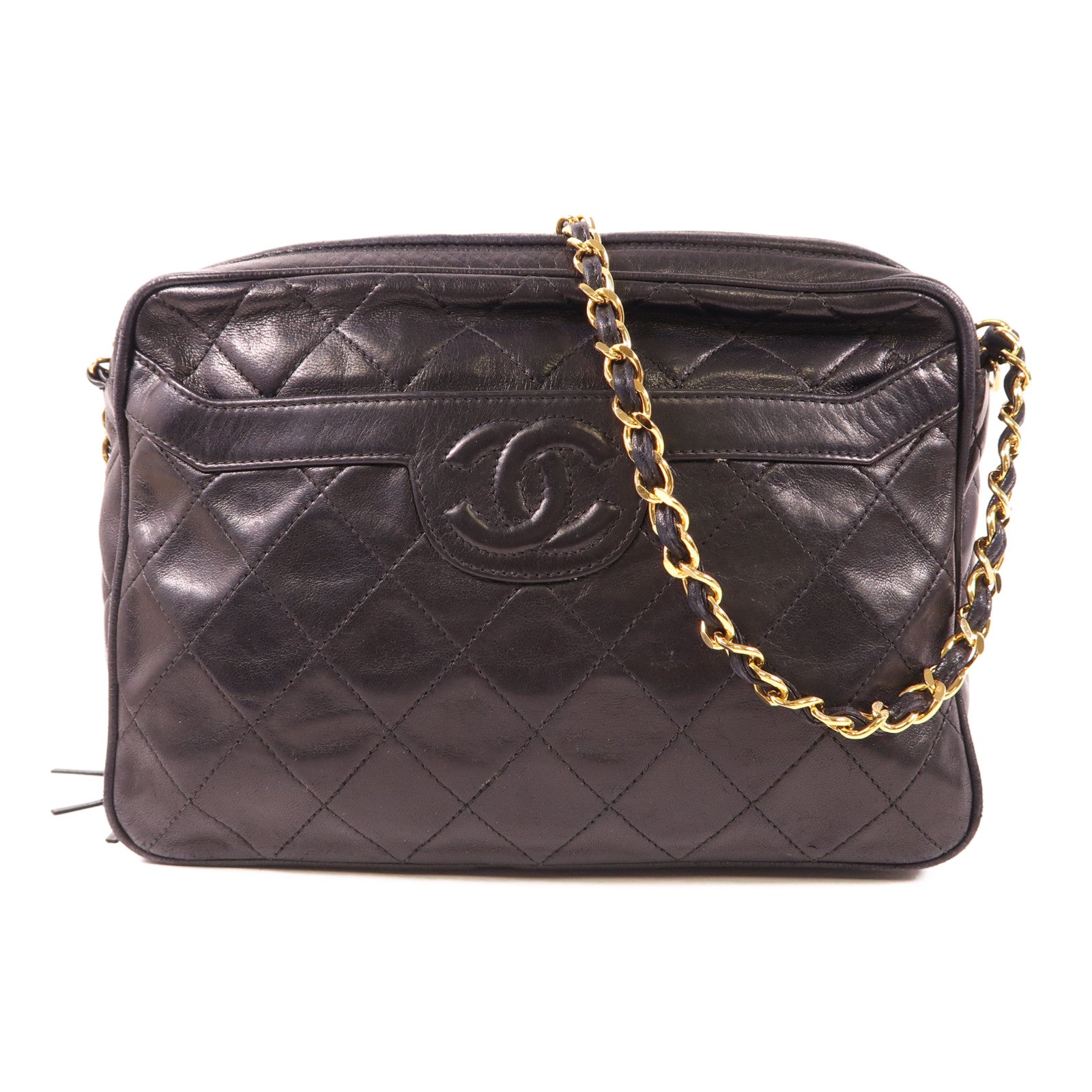 CHANEL 【激減優惠】羊皮皮革Vintage Chain Shoulder金扣鏈帶肩背袋