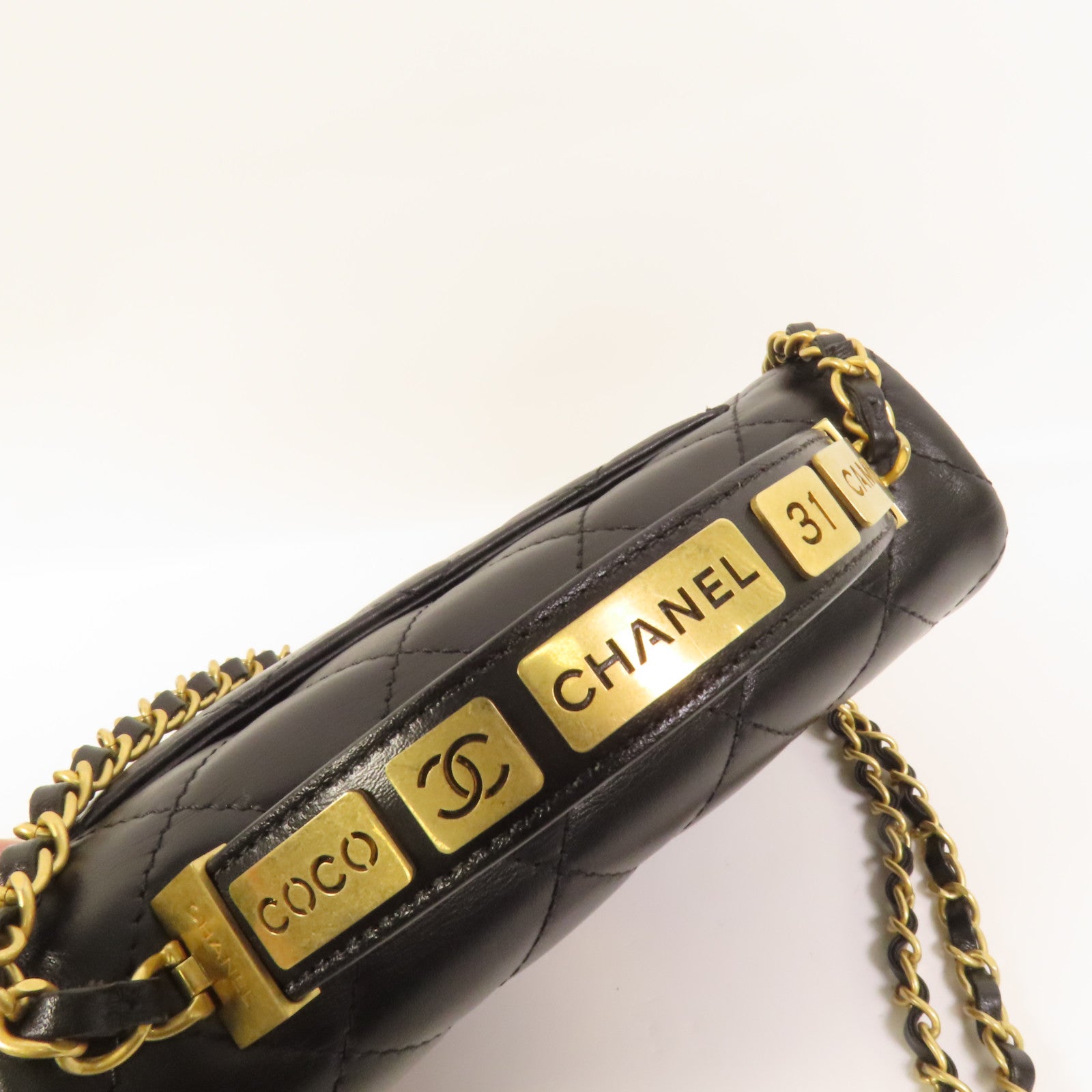 CHANEL 牛皮皮革Top Handle金扣手挽肩背兩用袋