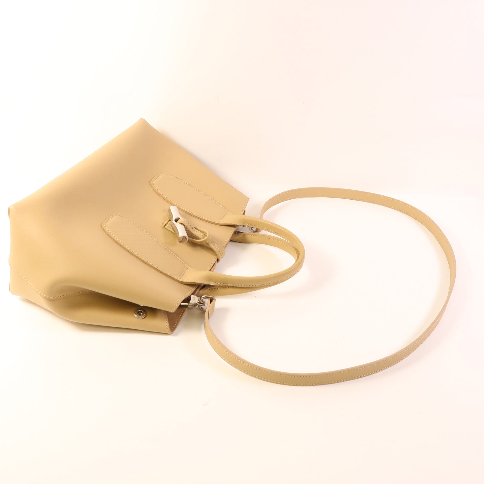 Longchamp 牛皮皮革2 Way Shoulder銀扣手挽肩背兩用袋