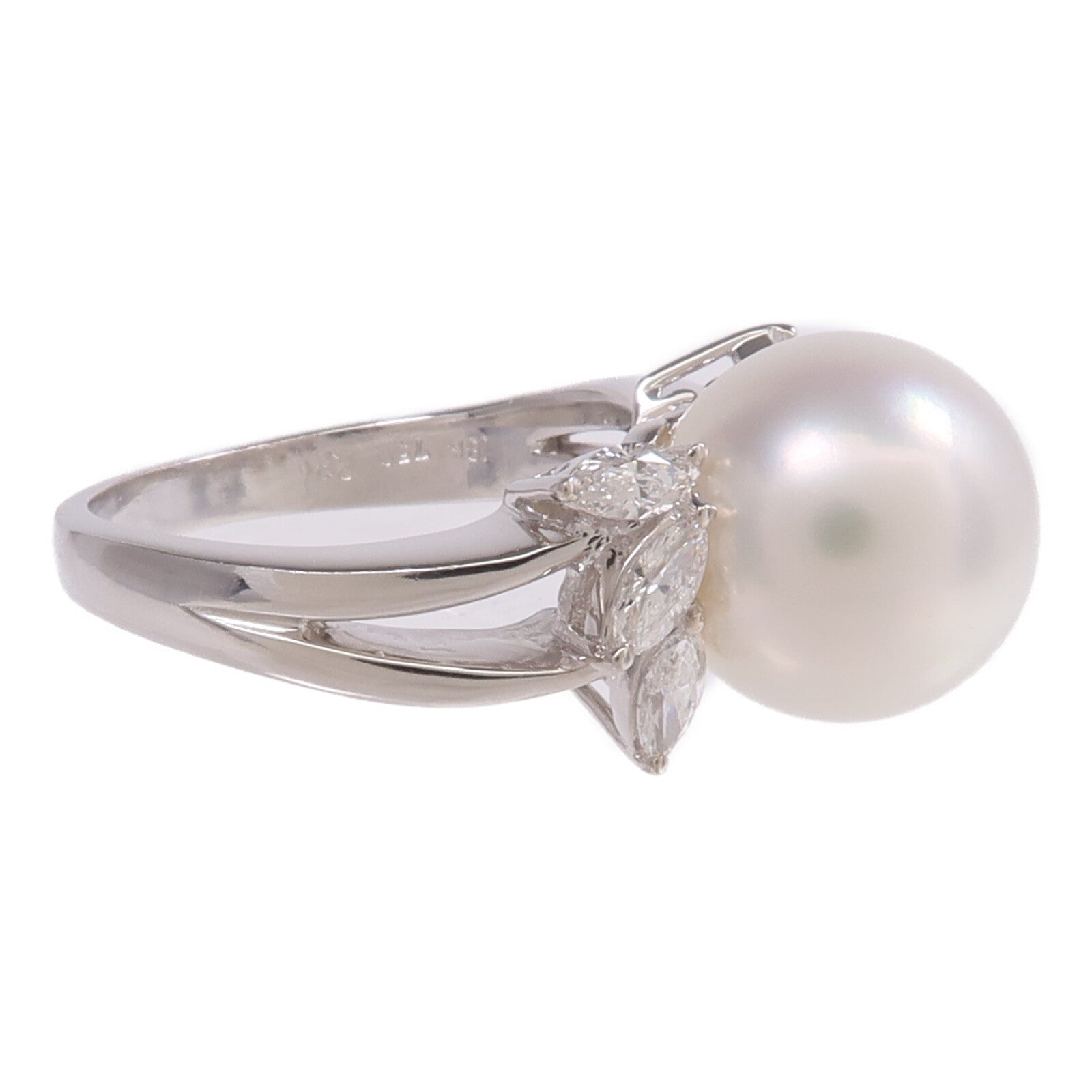 JEWELRY 18K白金Pearl Diamond Ring珍珠/鑽石戒指