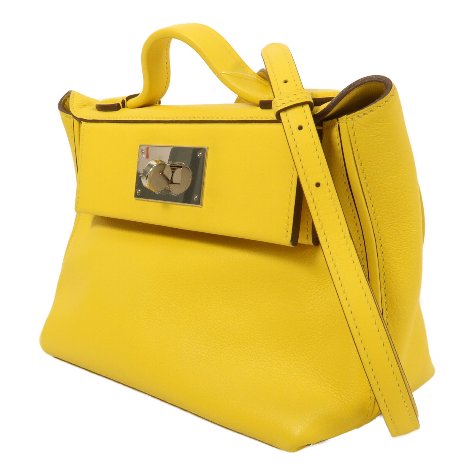 HERMES Evercolor皮革24/24 Mini手挽肩背兩用袋Jaune Citron