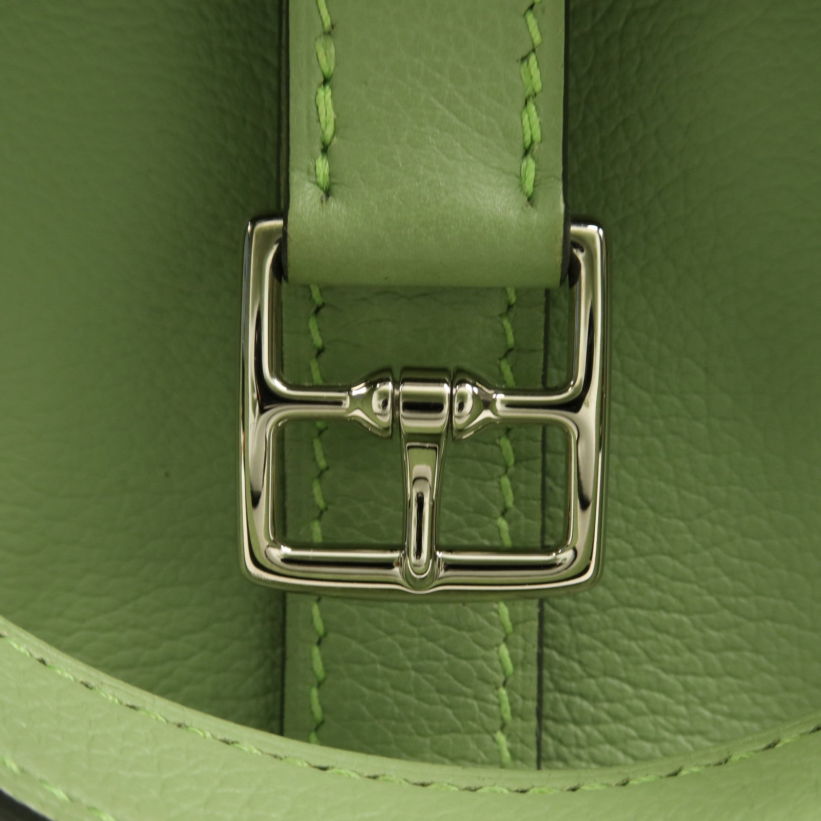 HERMES Evercolor皮革Halzan 25銀扣手挽肩背兩用袋Vert Criquet