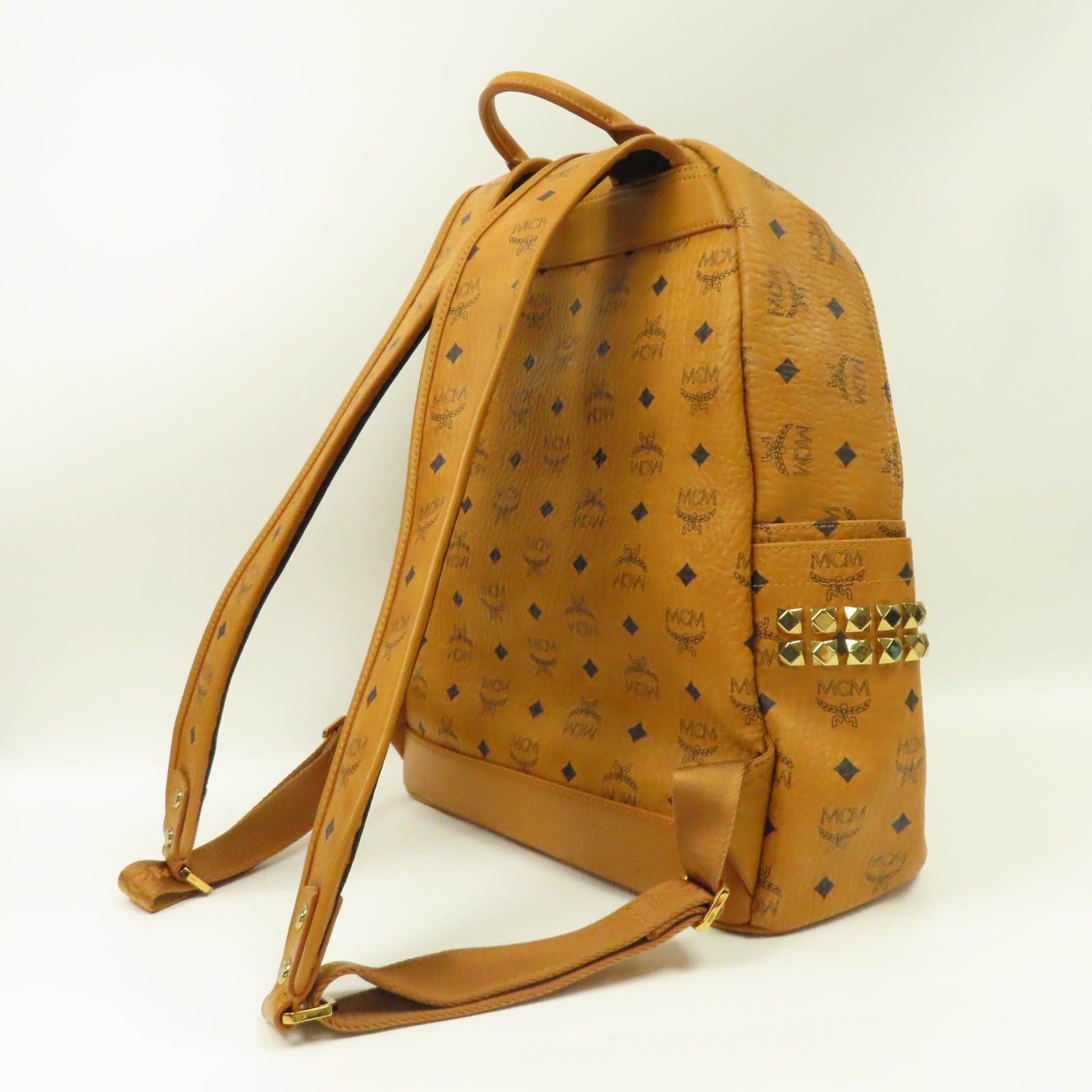MCM 【激減優惠】塗層帆布Backpack金扣背包橙色