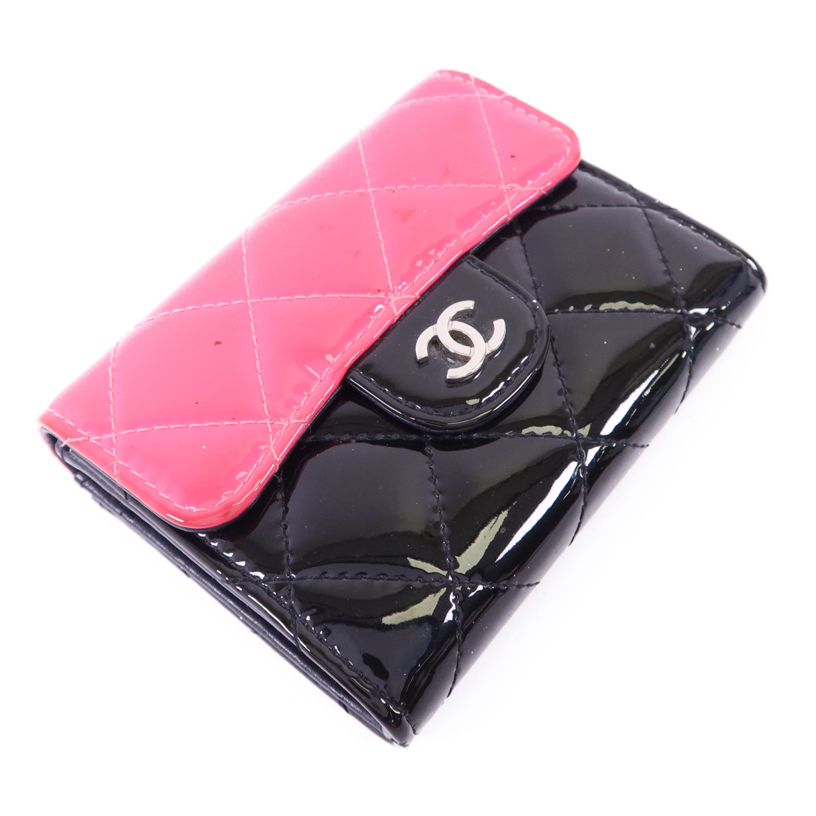 CHANEL 漆皮皮革Card Case銀扣卡片套