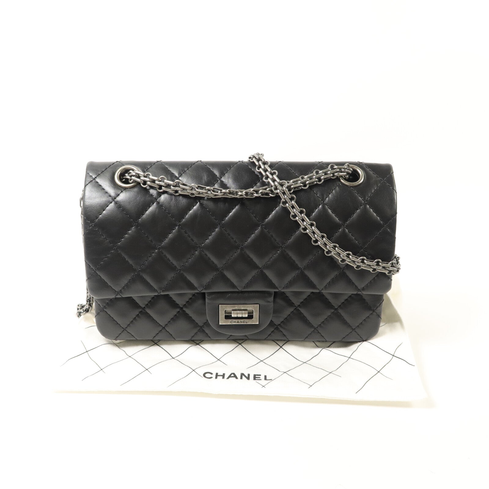 CHANEL 牛皮皮革2.55 Small鏈帶手挽肩背兩用袋