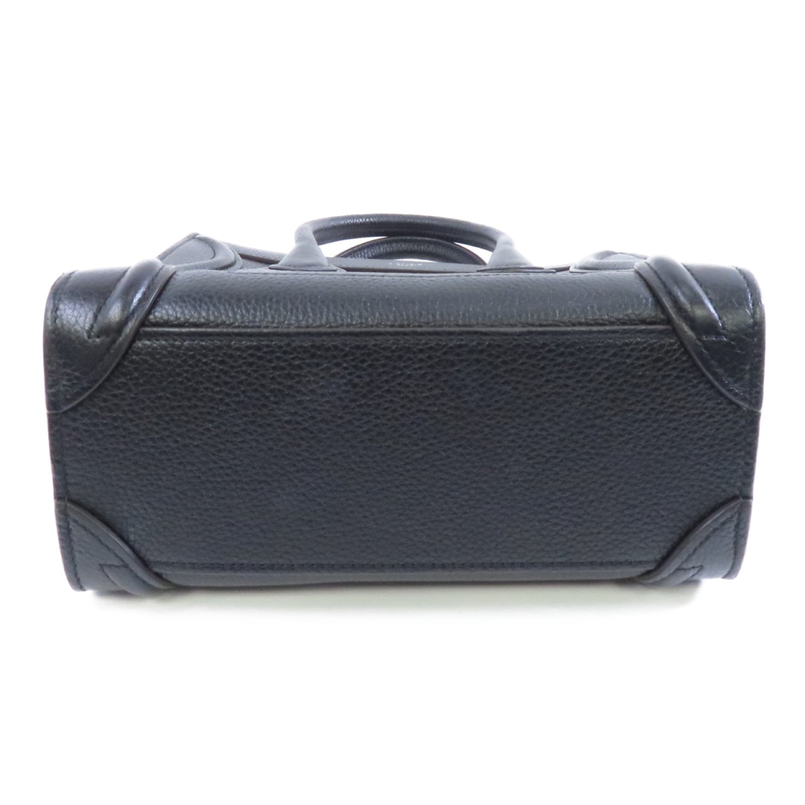 CELINE 牛皮皮革Nano Luggage銀扣手挽肩背兩用袋黑色