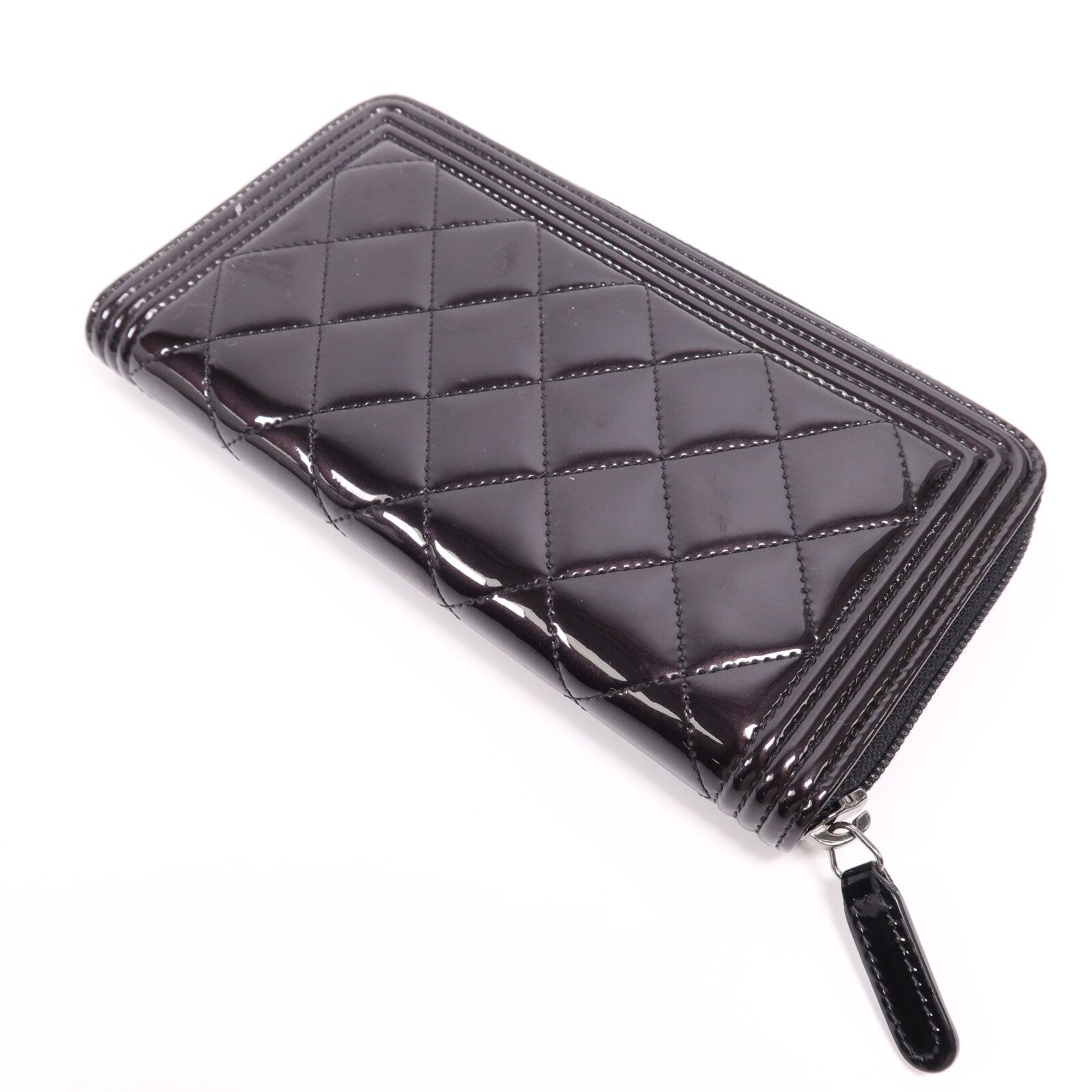 CHANEL 漆皮皮革Long Wallet銀扣長錢包