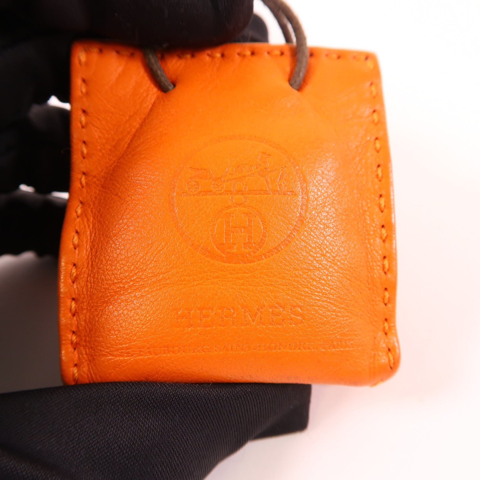 HERMES Swift皮革Bag Charm掛飾Orange