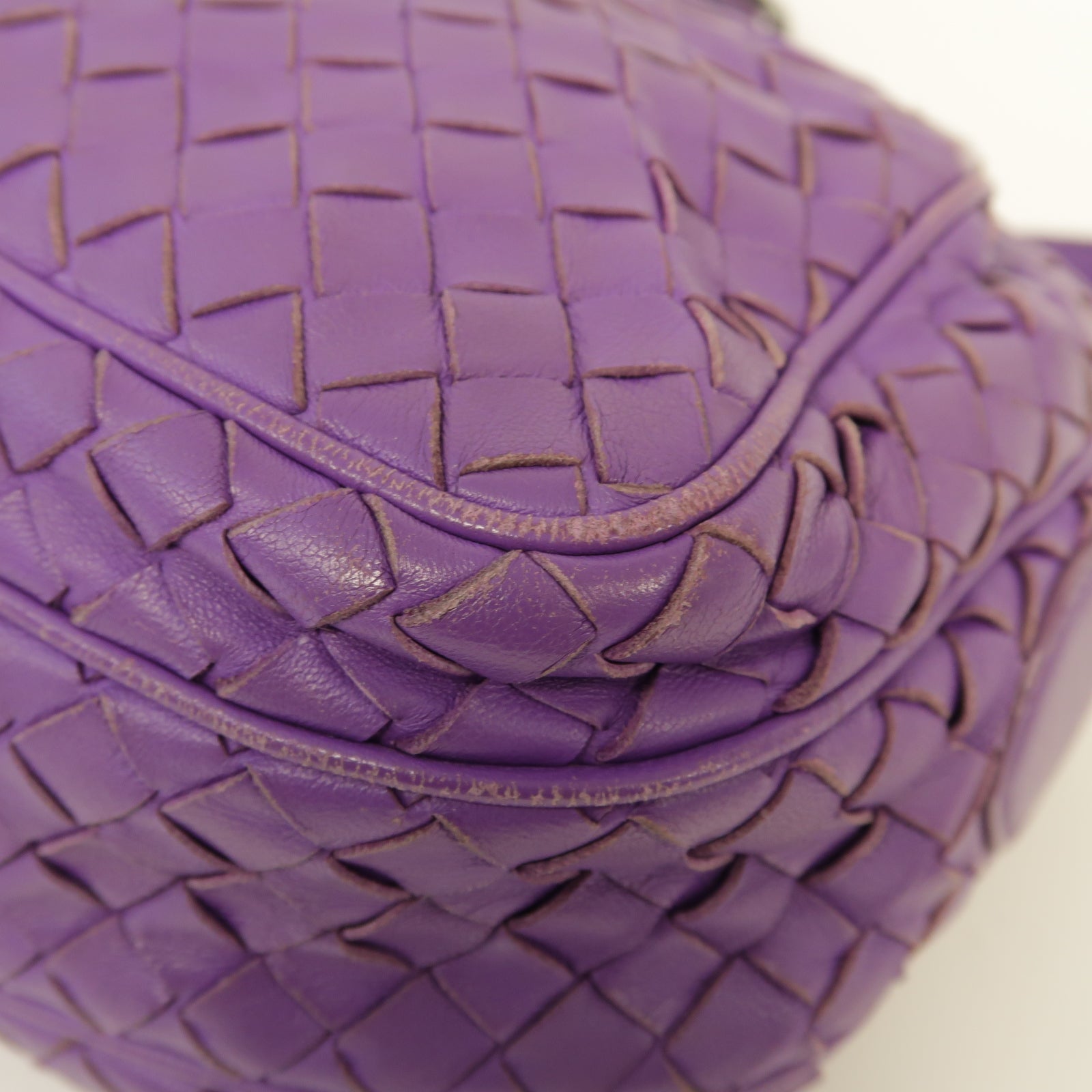 BOTTEGA VENETA 【激減優惠】織紋皮革Shoulder Bag銀扣肩背袋紫色