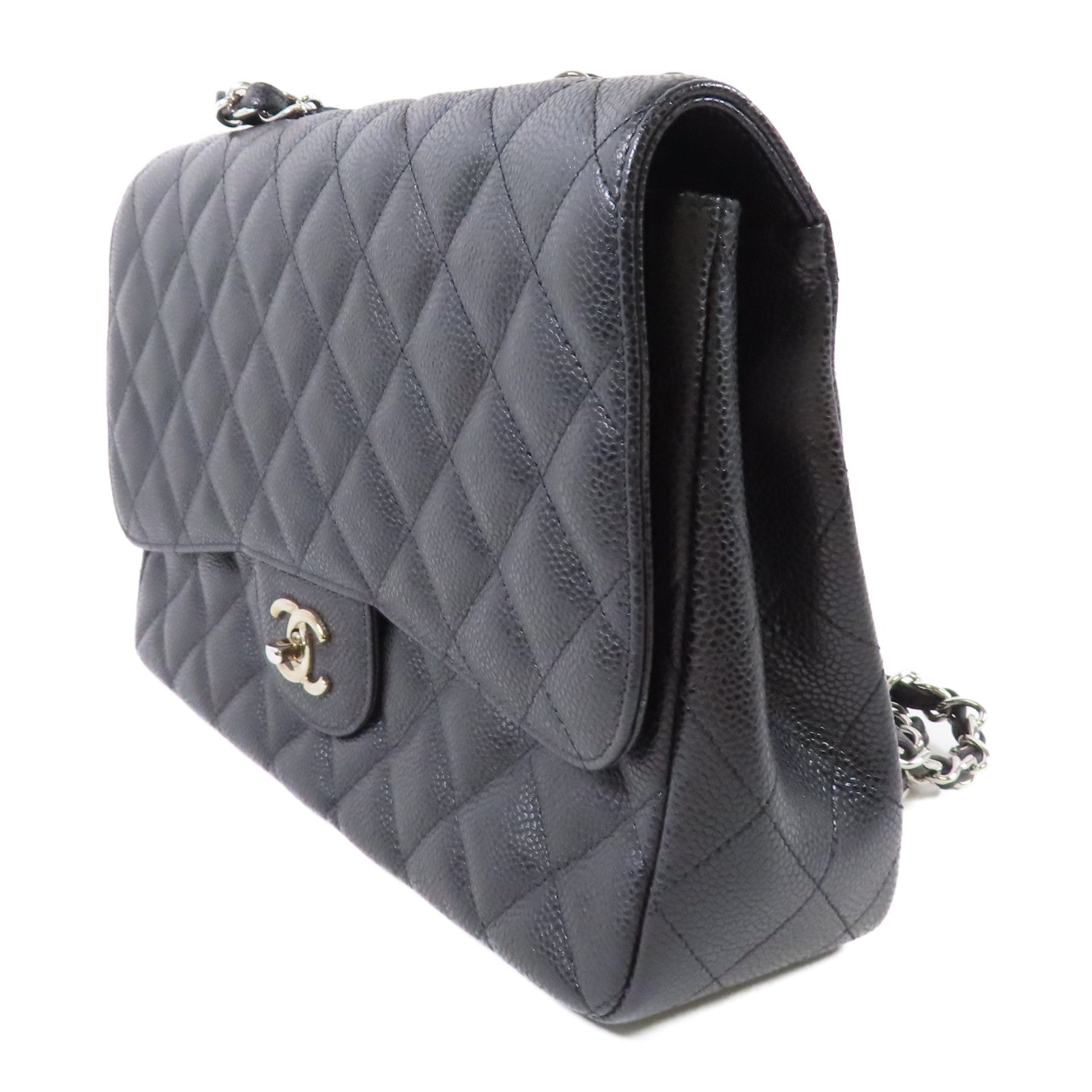 CHANEL 牛皮皮革Large Classic金扣鏈帶肩背袋