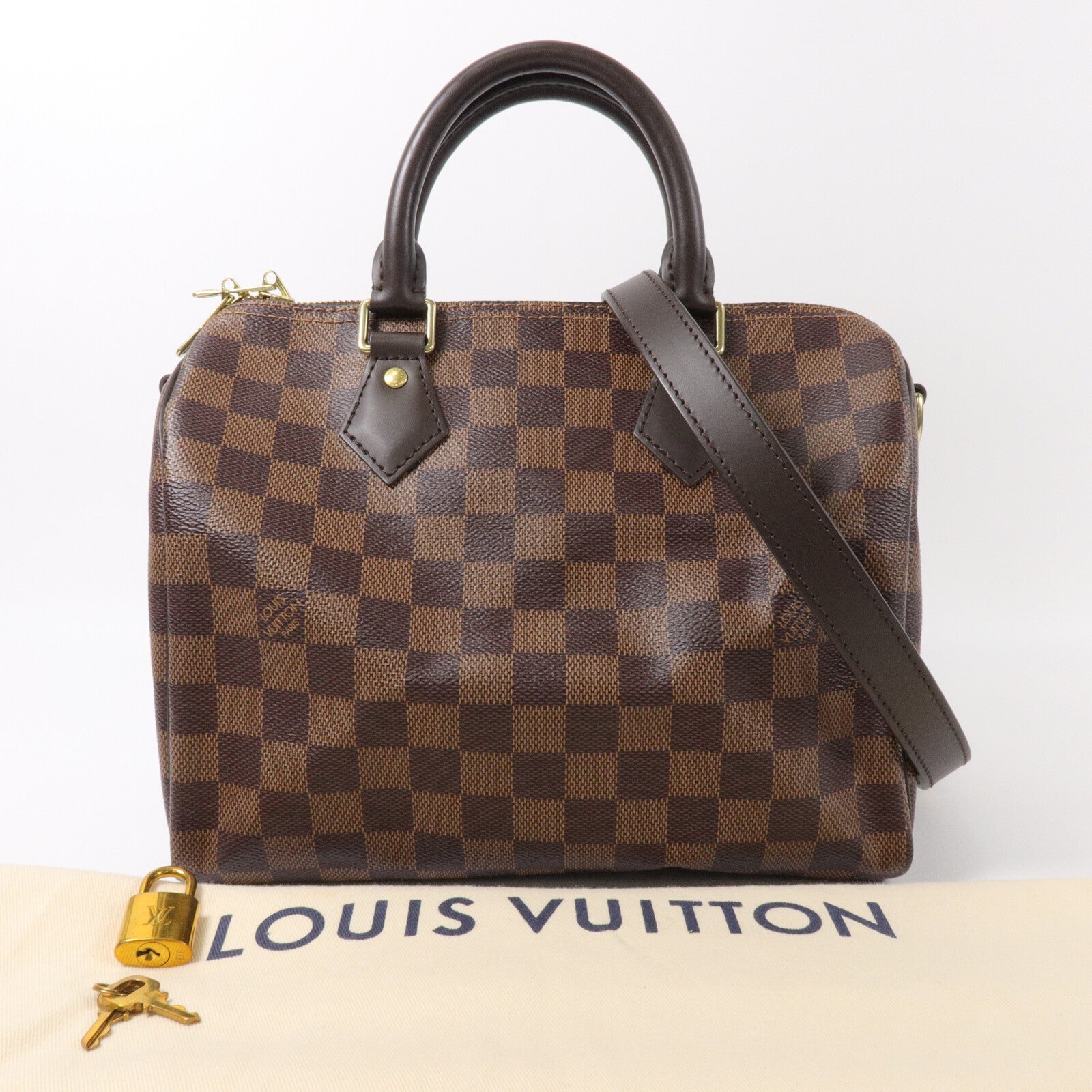LOUIS VUITTON Damier Speedy Bandouliere 25手挽肩背兩用袋