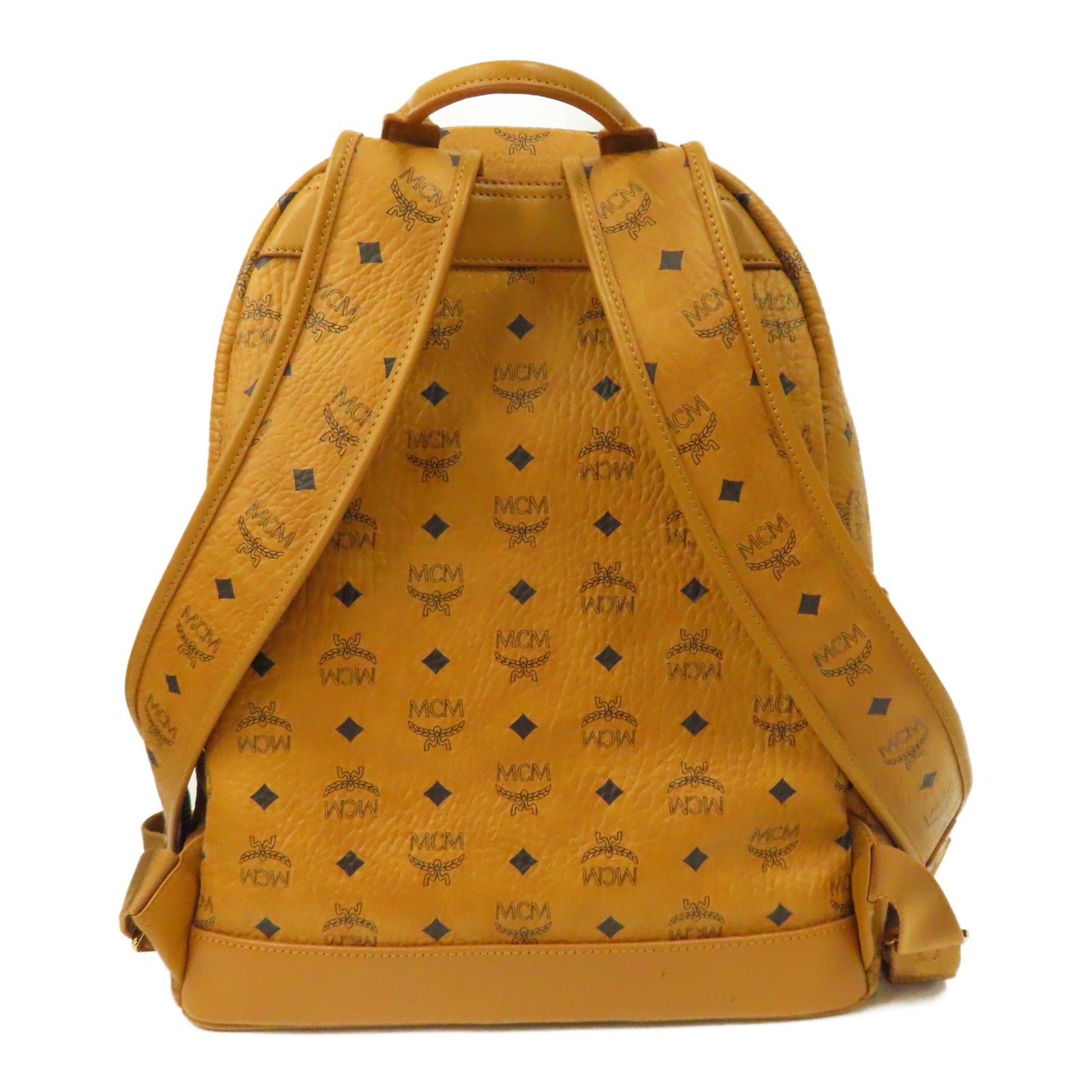 MCM 【激減優惠】塗層帆布Backpack金扣背包橙色