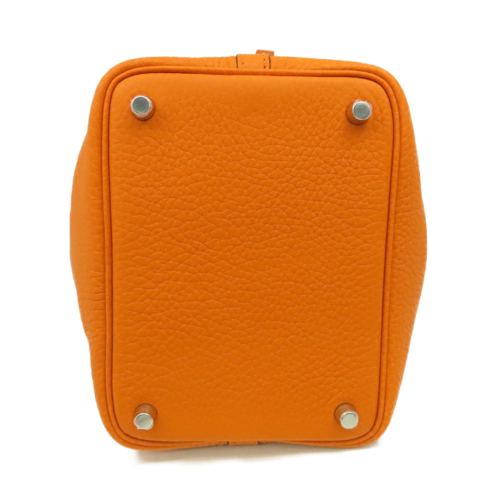 HERMES 【清倉大減價】Clemence皮革Picotin PM Tote Bag銀扣手挽袋橙色