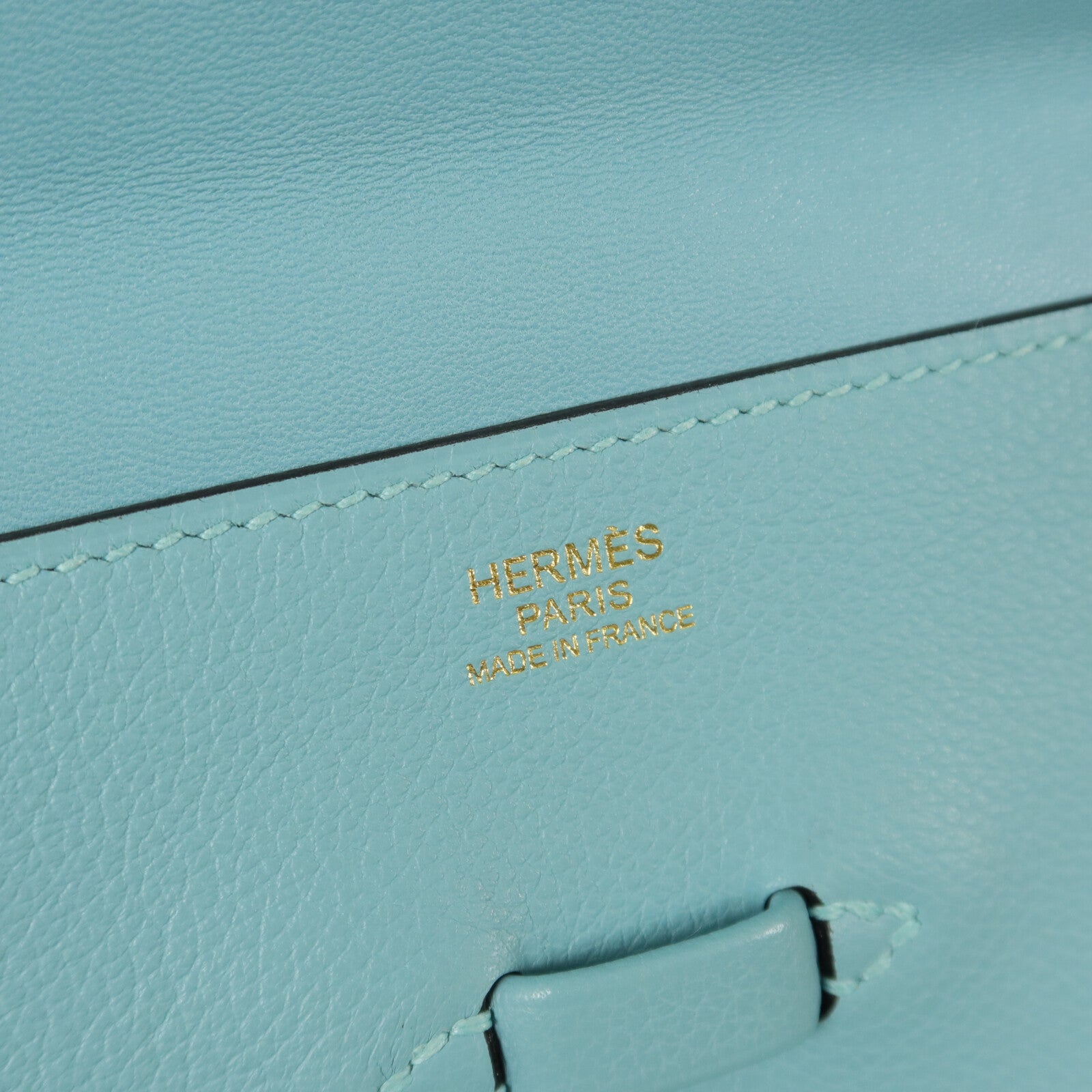 HERMES Evercolor皮革Pliplat Clutch手拿包Blue Atoll