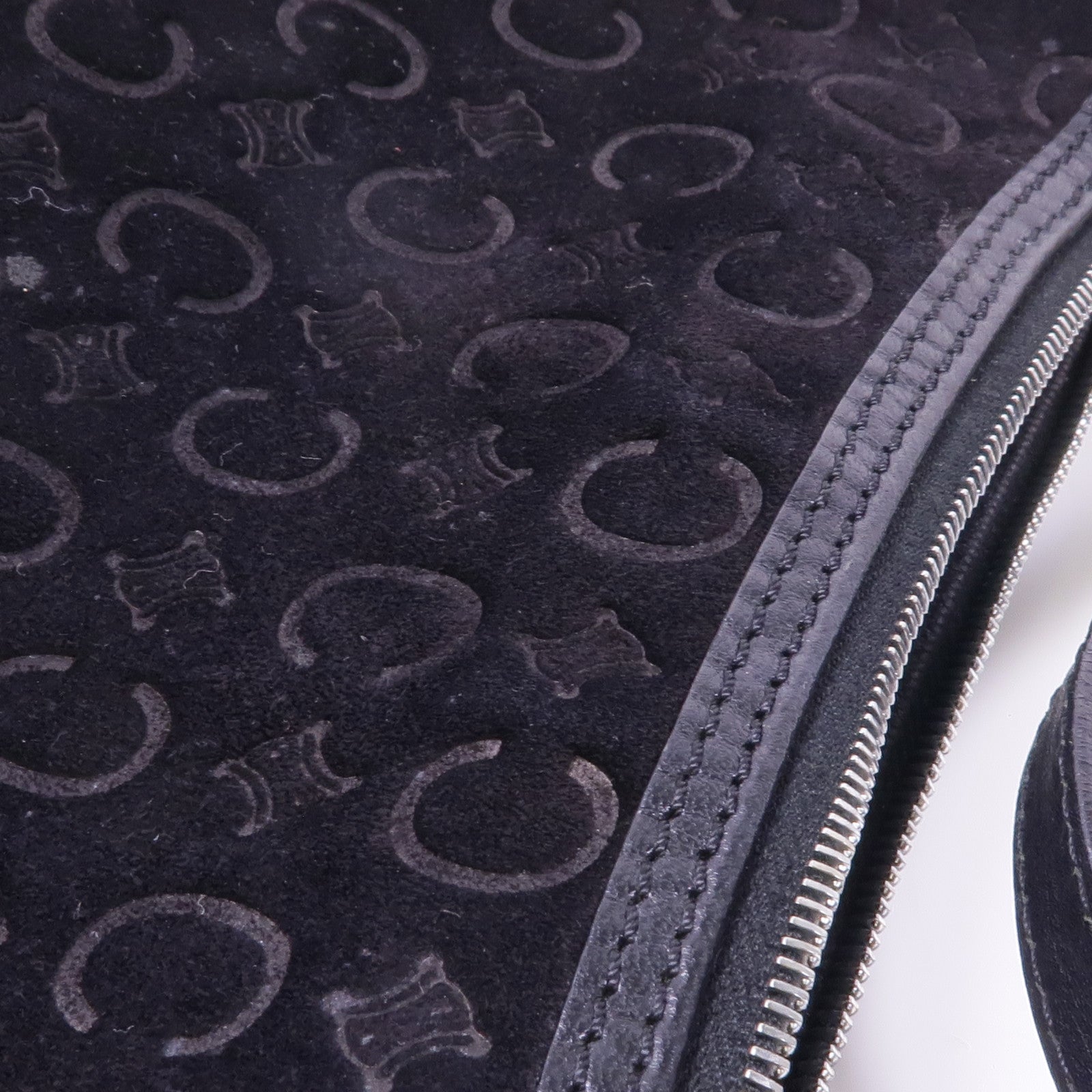 CELINE 麂皮皮革Shoulder Bag銀扣肩背袋