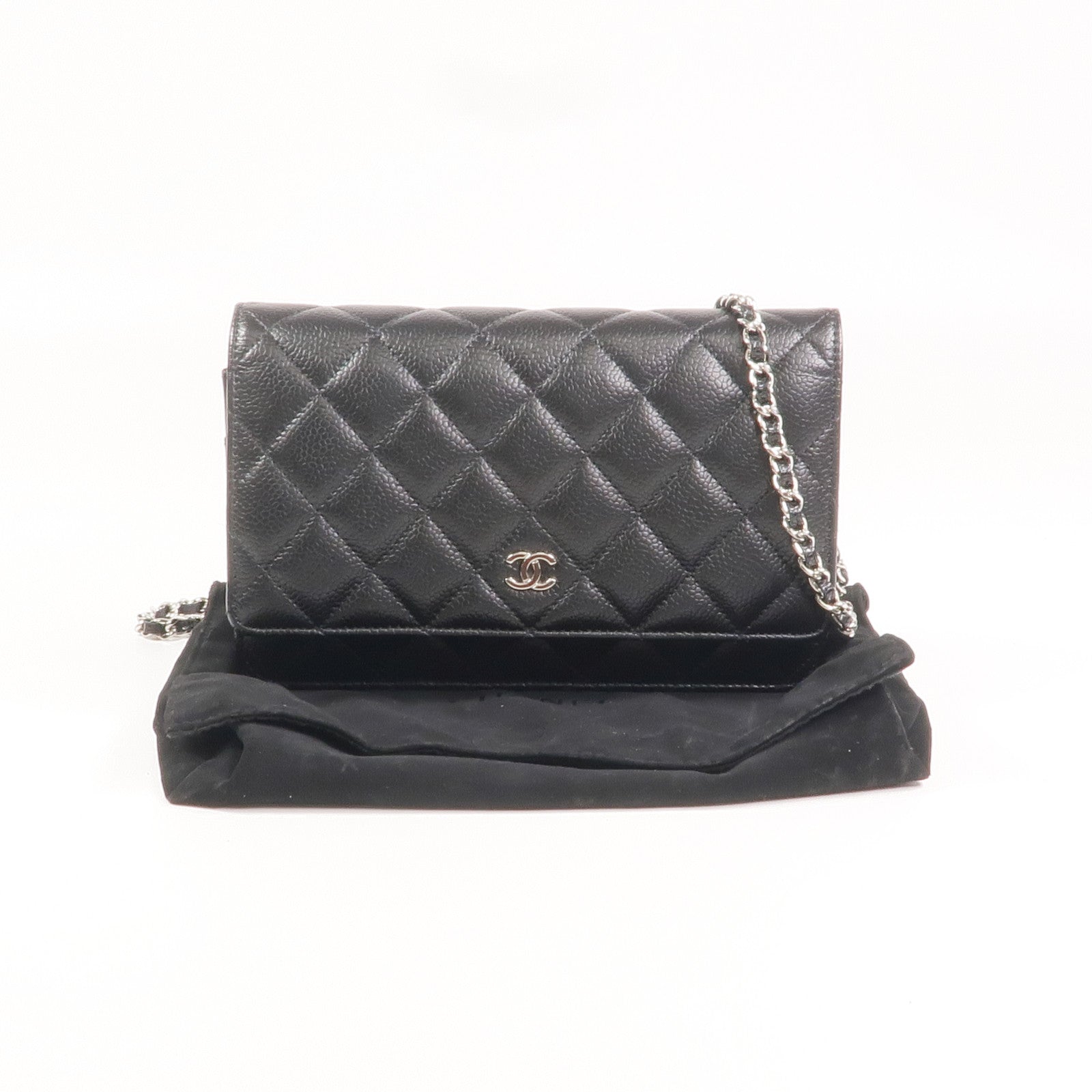CHANEL 牛皮皮革WOC Wallet On Chain銀扣鏈帶肩背袋