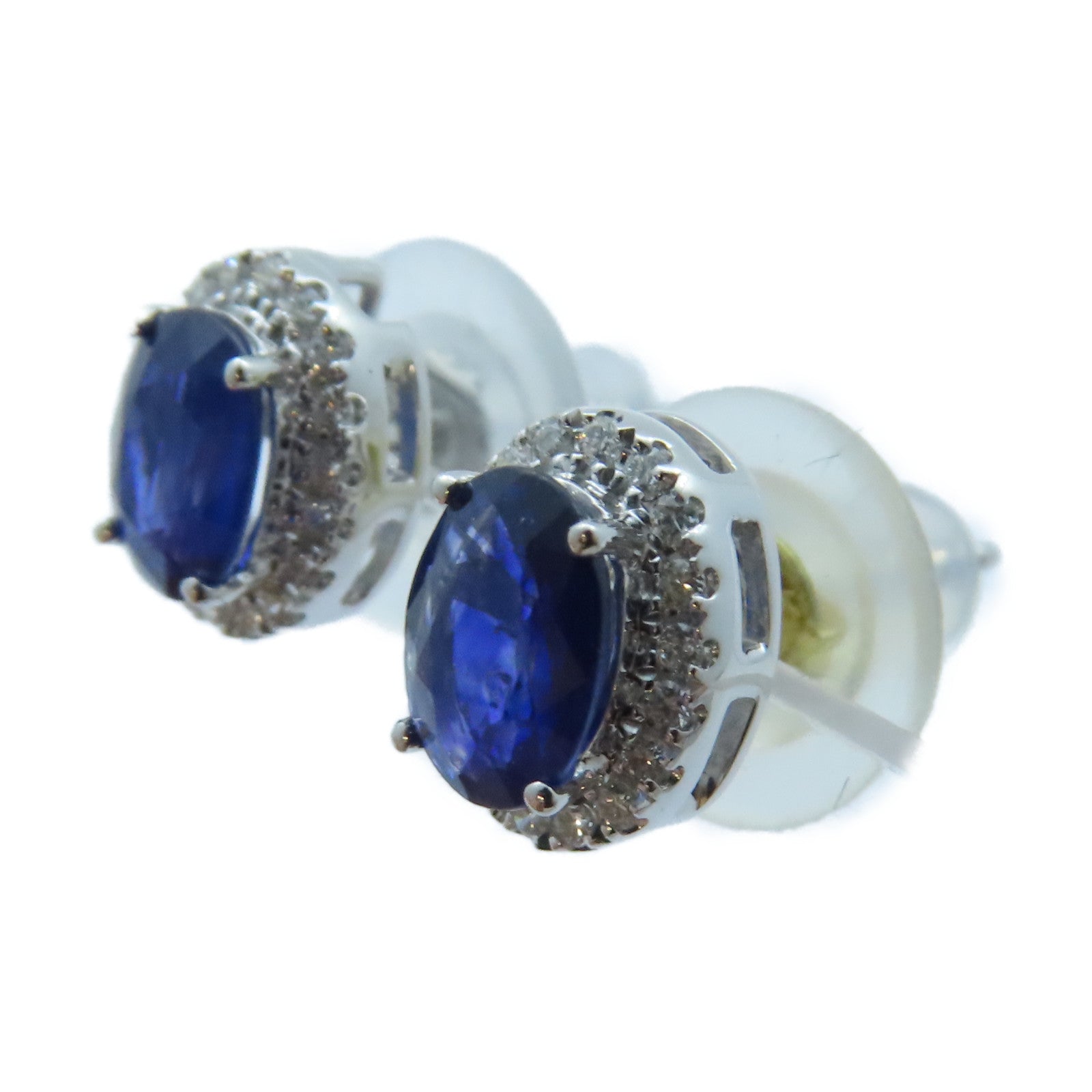 JEWELRY 18K白金 Blue Sapphire Earrings 0.75ct藍寶石/0.81ct鑽石耳環