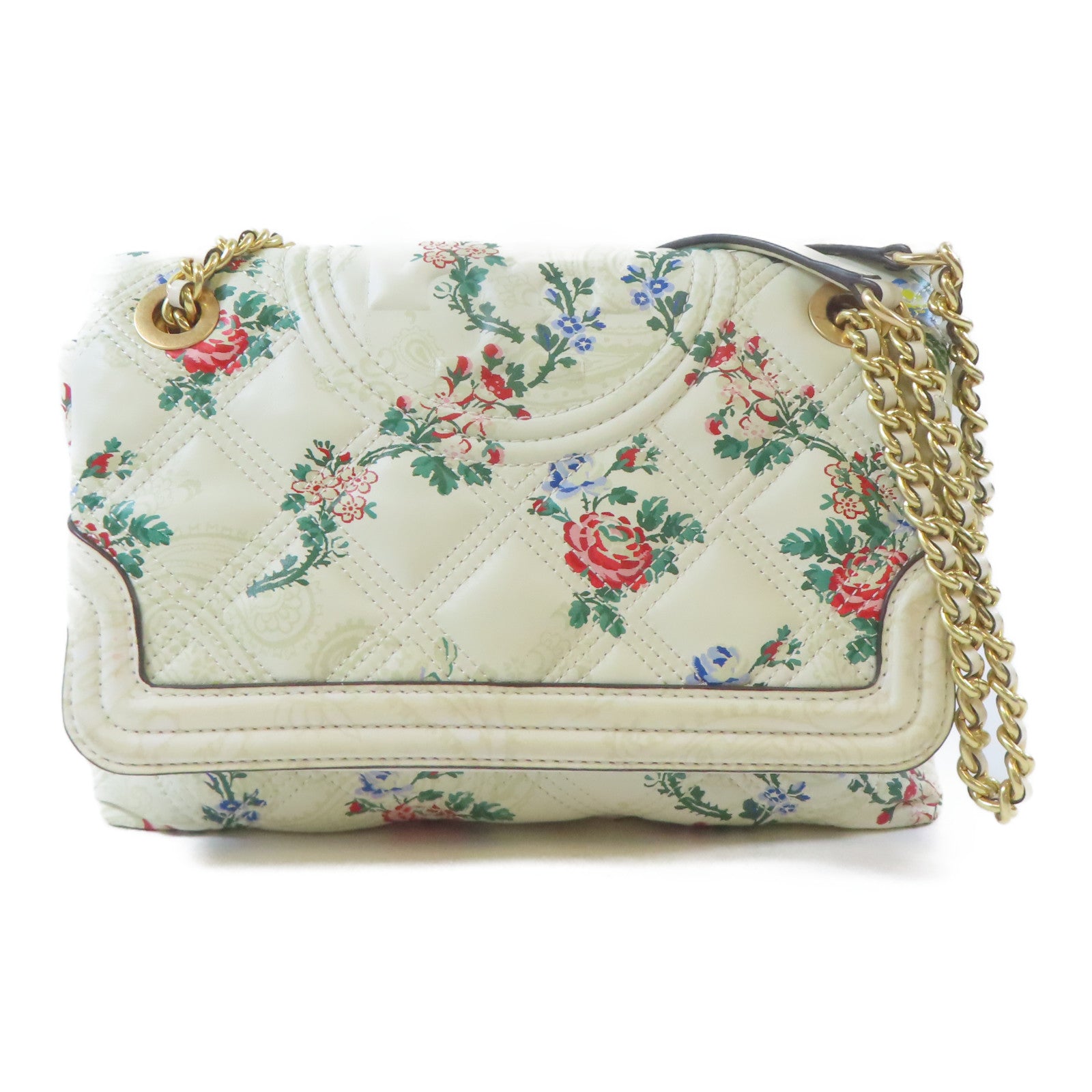 Tory Burch 【激減優惠】牛皮皮革Chain Shoulder Bag金扣鏈帶肩背袋白色