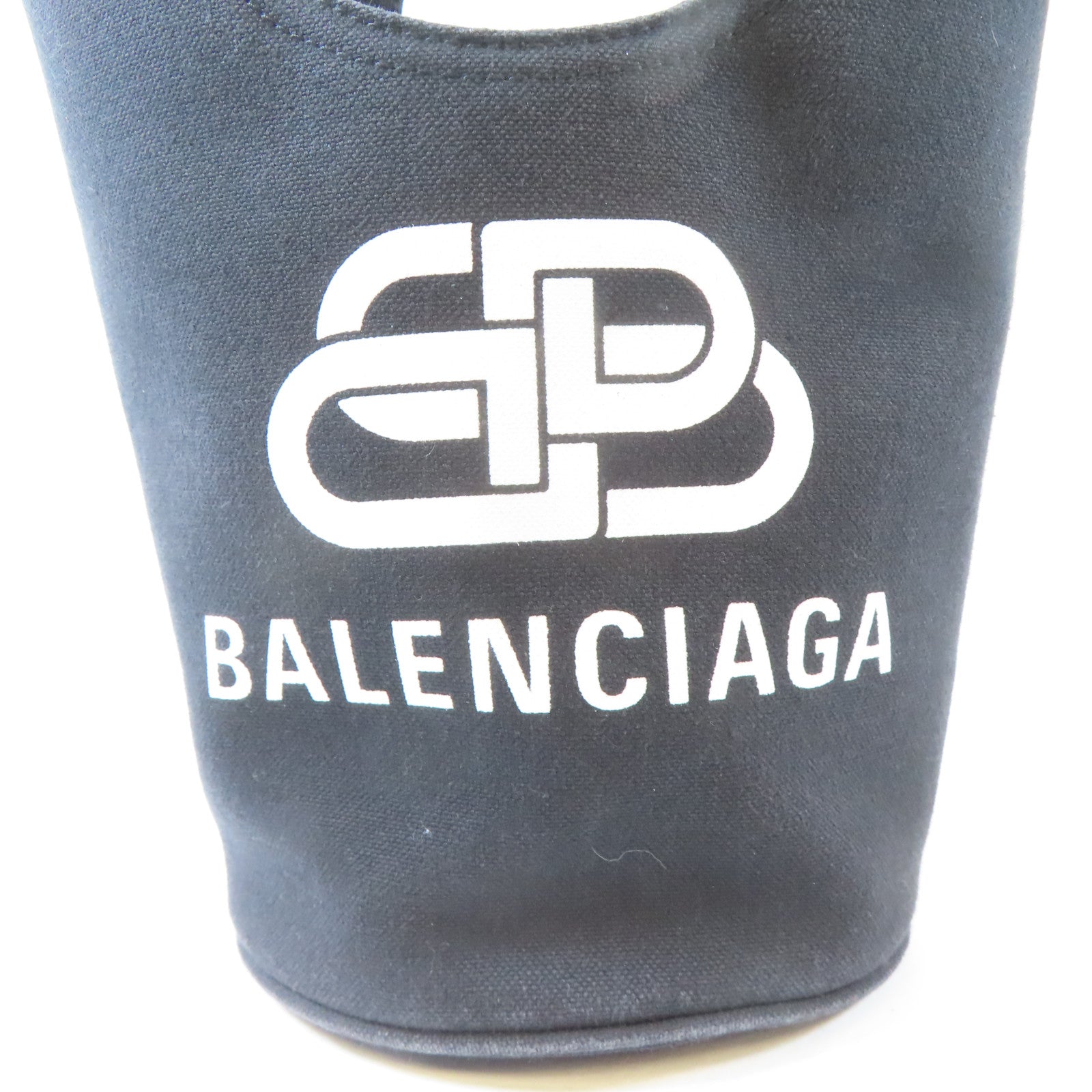 BALENCIAGA 帆布Wave Tote XS銀扣手挽肩背兩用袋黑色