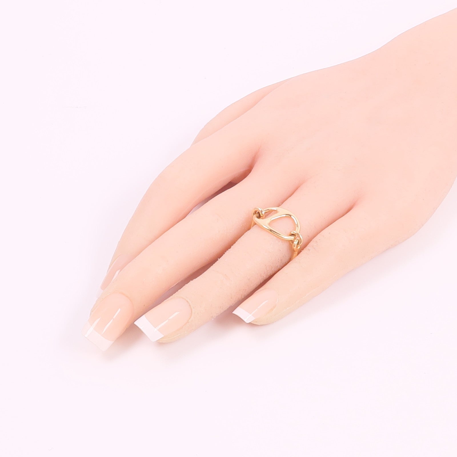 HERMES 18K玫瑰金Chaine d'ancre Punk Ring戒指