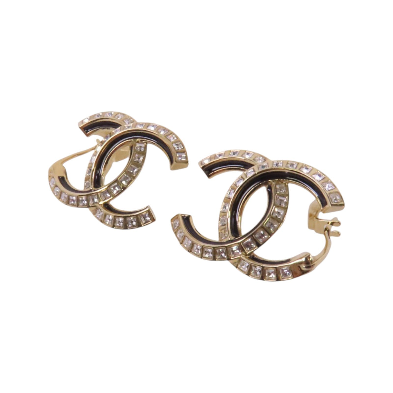 CHANEL 金屬/水鑽CC Earrings金扣耳環
