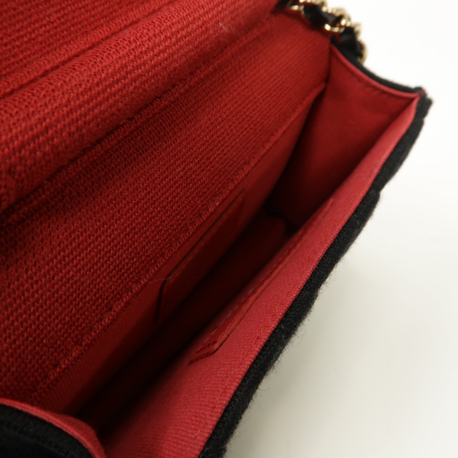 CHANEL 菱格棉質Chain Shoulder Bag銀扣鏈帶肩背袋黑色