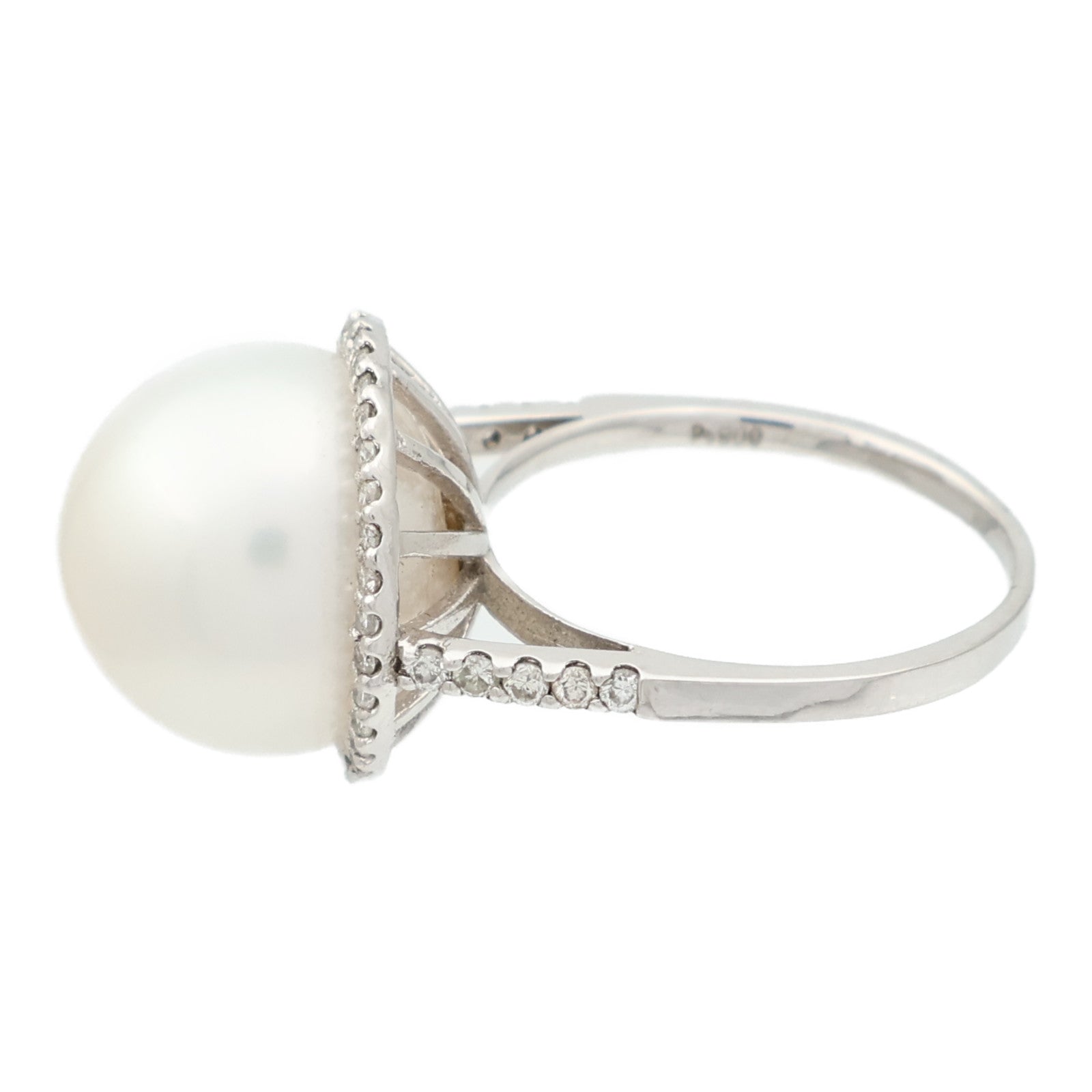 JEWELRY PT900鉑金Pearl Diamond Ring珍珠/鑽石戒指