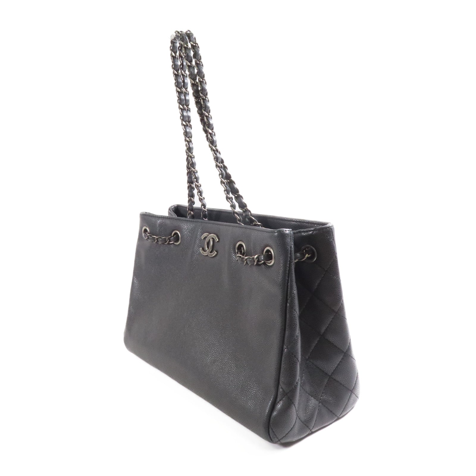 CHANEL 牛皮皮革Shoulder Bag銀扣肩背袋