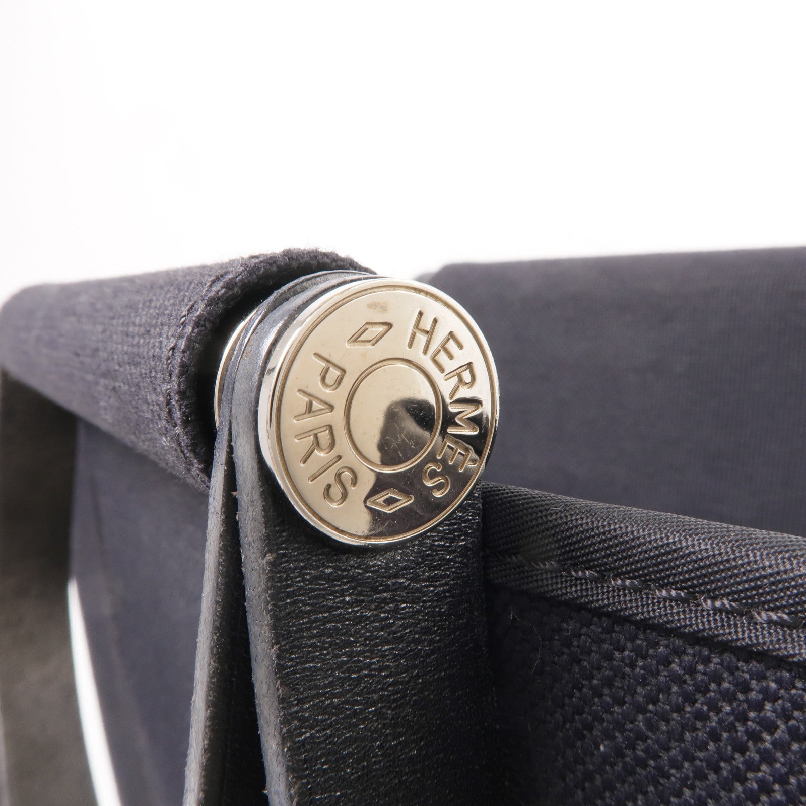 HERMES 帆布Cabag Pm銀扣手挽肩背兩用袋Noir