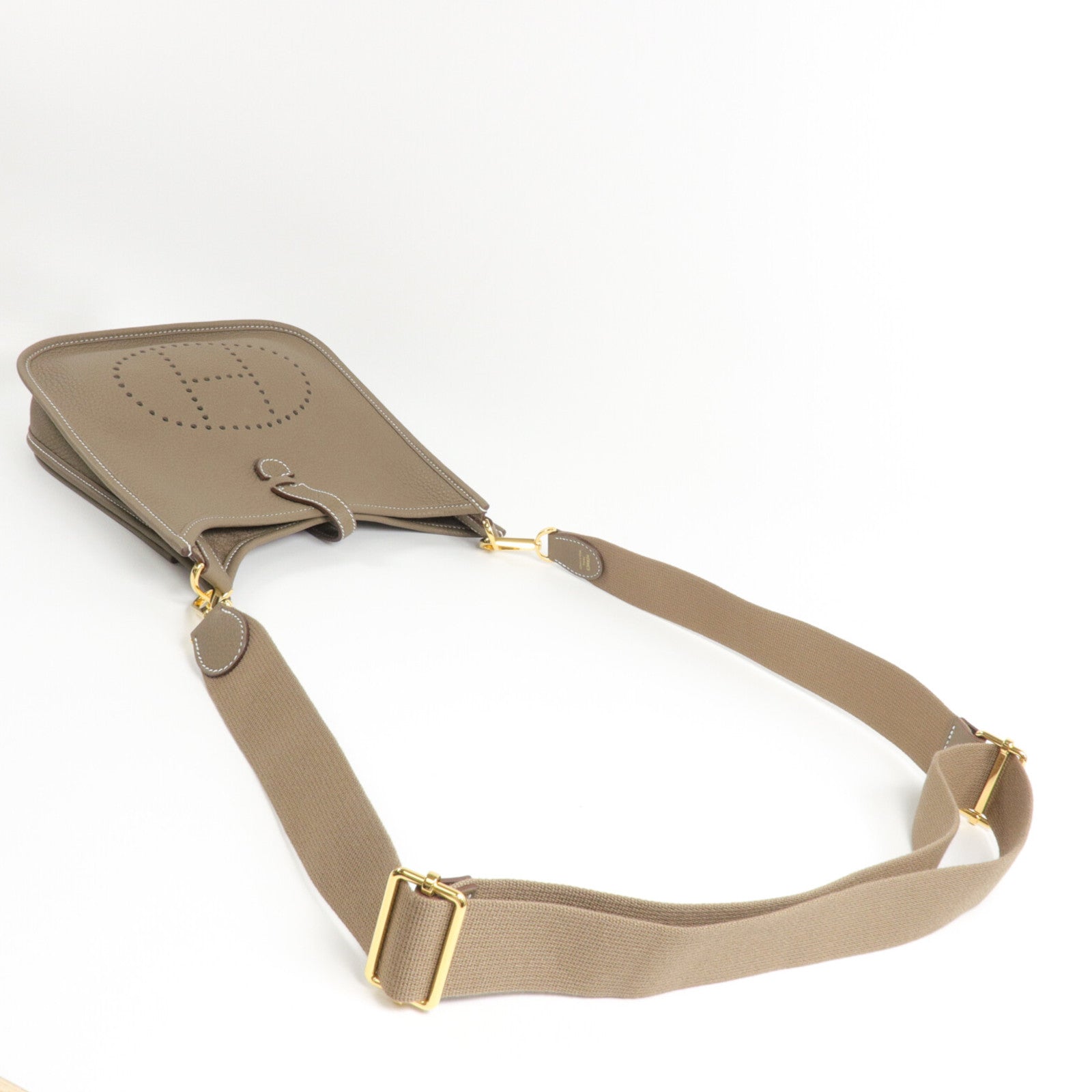 HERMES Clemence皮革Evelyne 23肩背袋Etoupe
