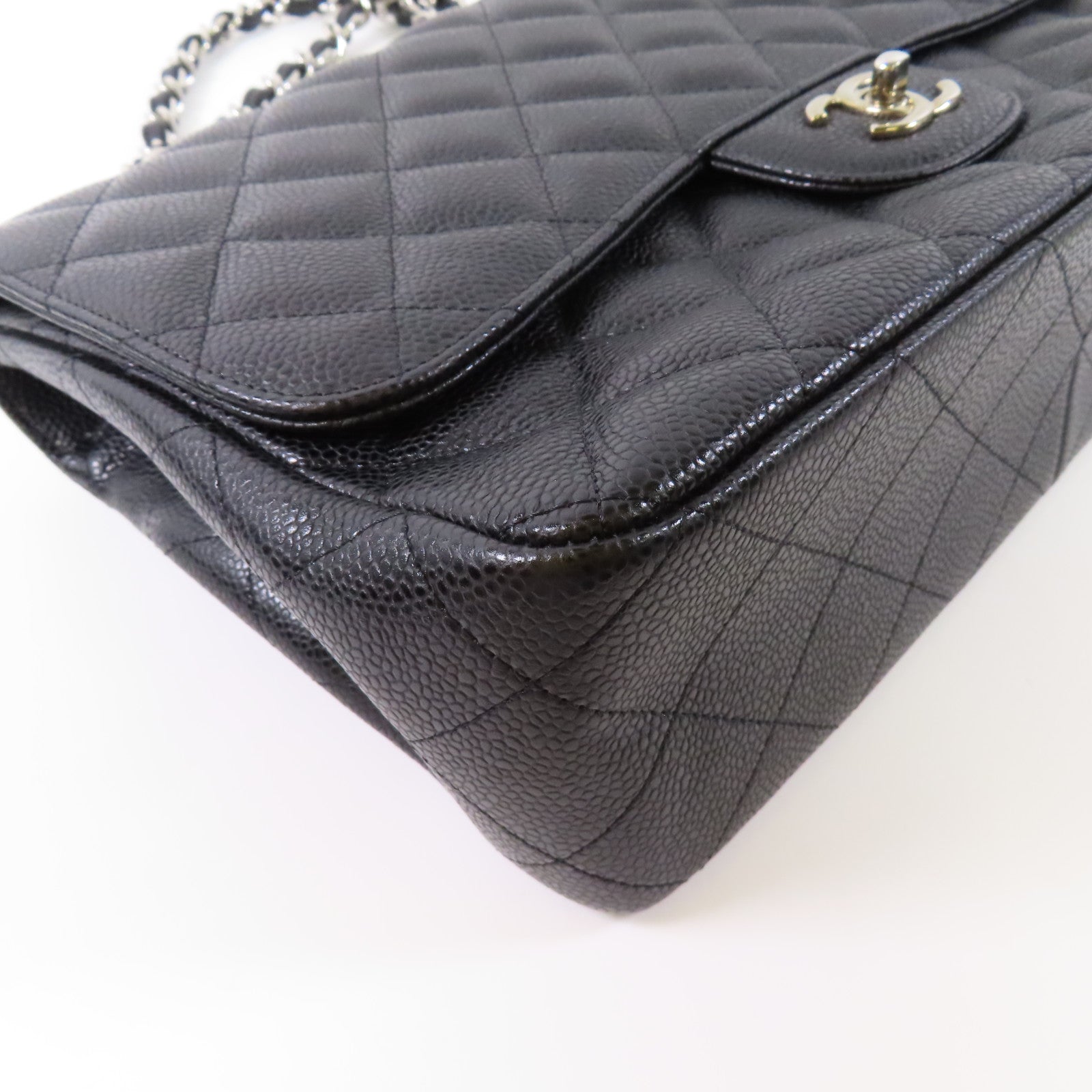 CHANEL 牛皮皮革Large Classic金扣鏈帶肩背袋