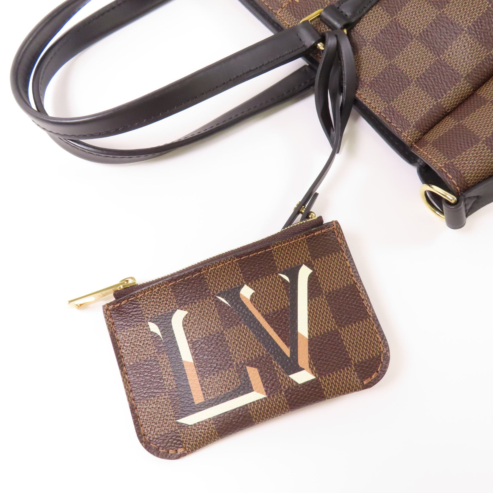 LOUIS VUITTON Damier Belmont金扣手挽肩背兩用袋