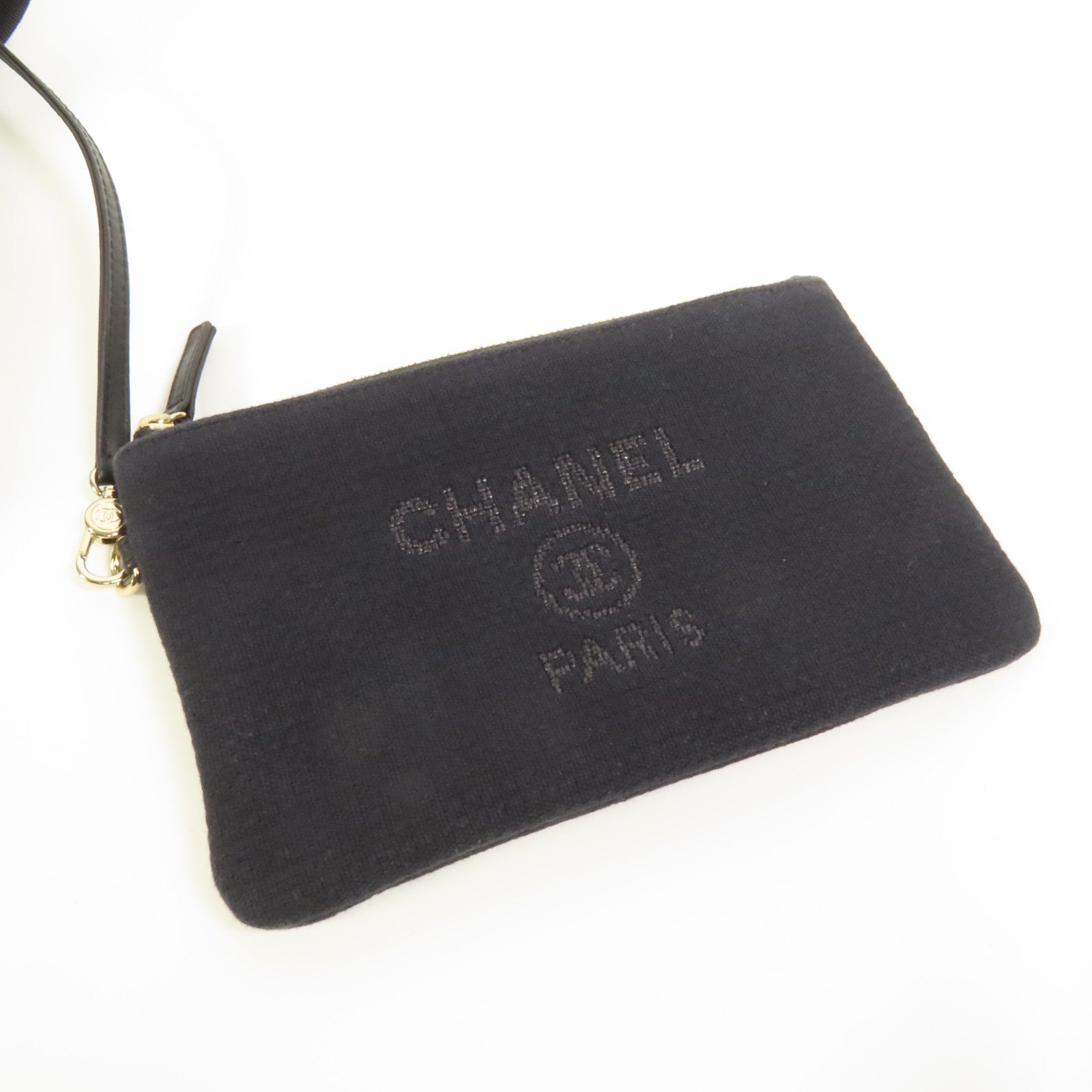 CHANEL 帆布Deauville Tote金扣手挽肩背兩用袋